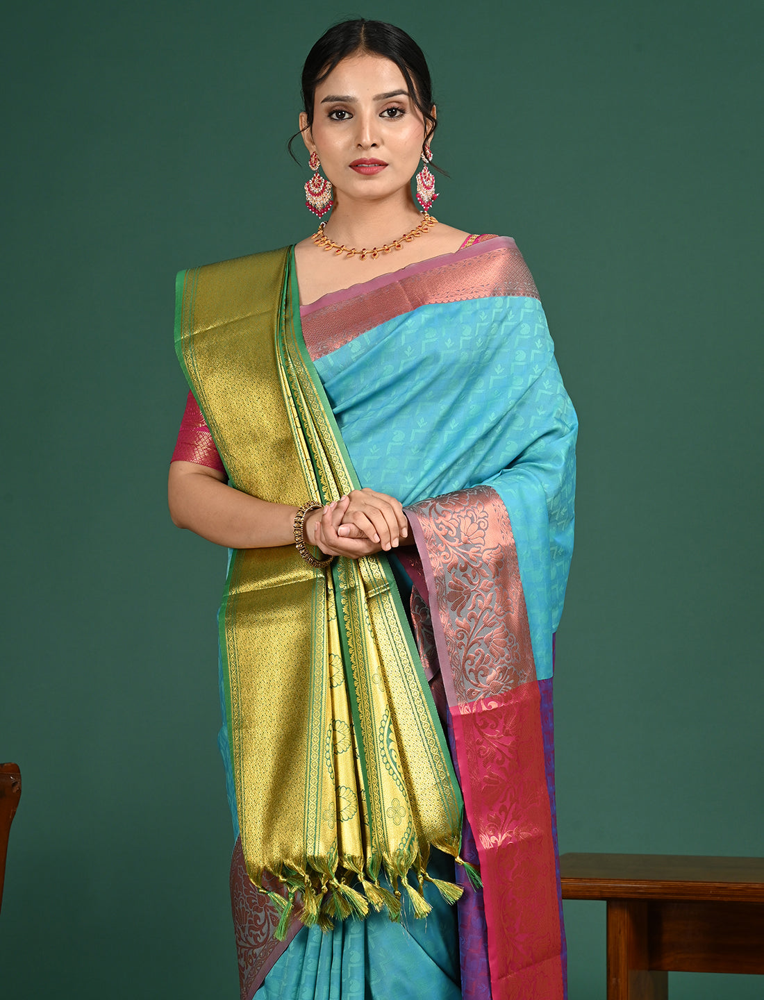 Kanakam Green South Silk Dupatta