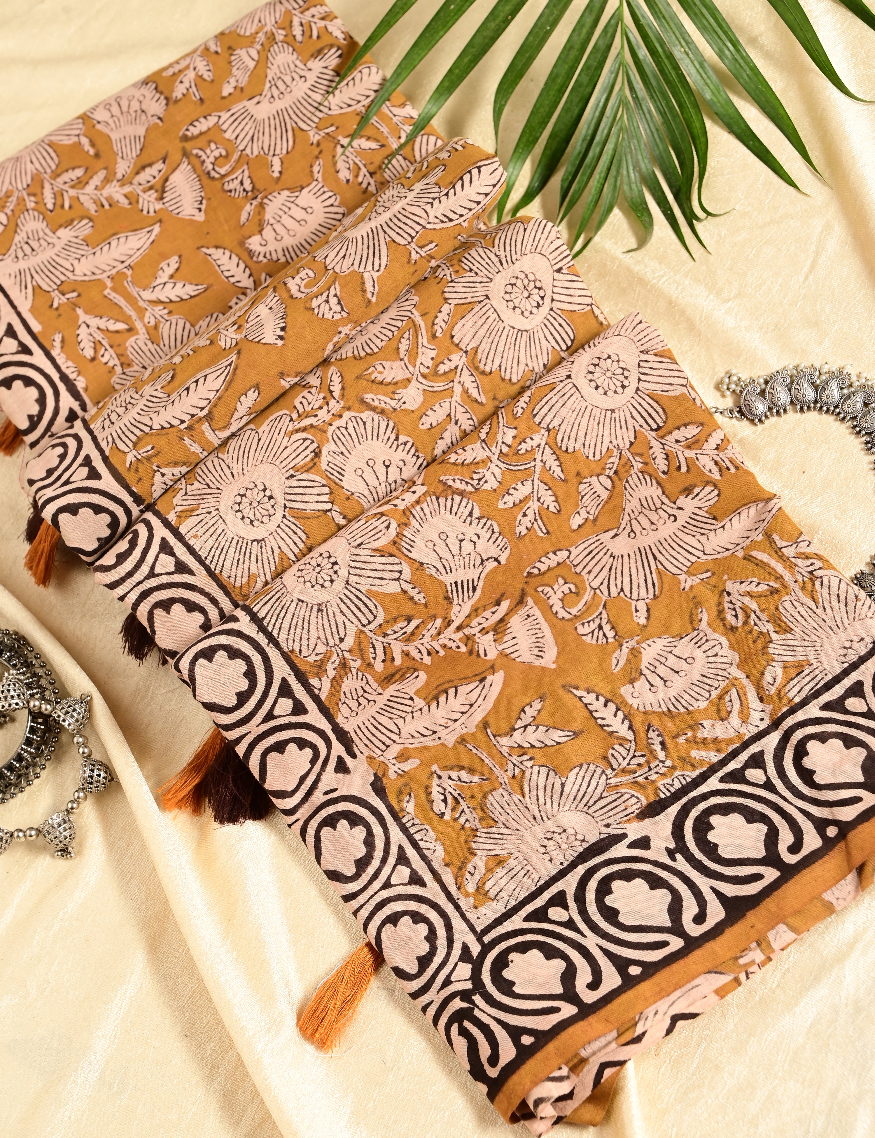 Nisarga Mustard Bagru Saree