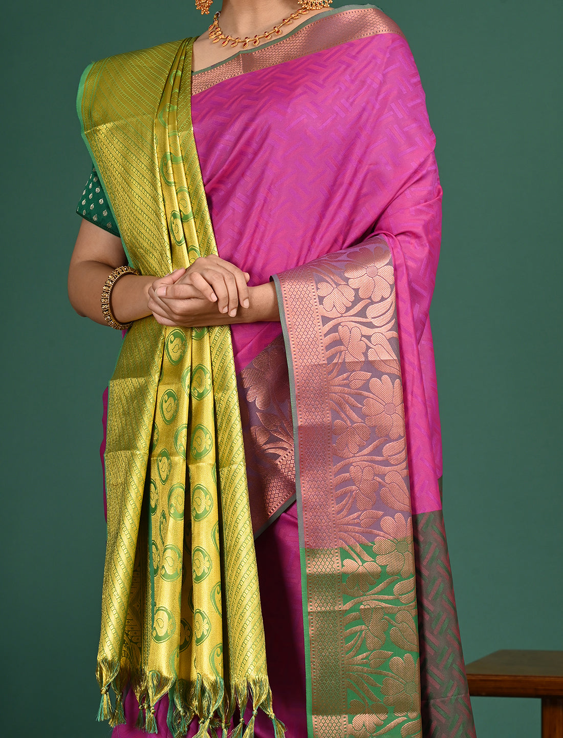 Kanakam Green South Silk Dupatta