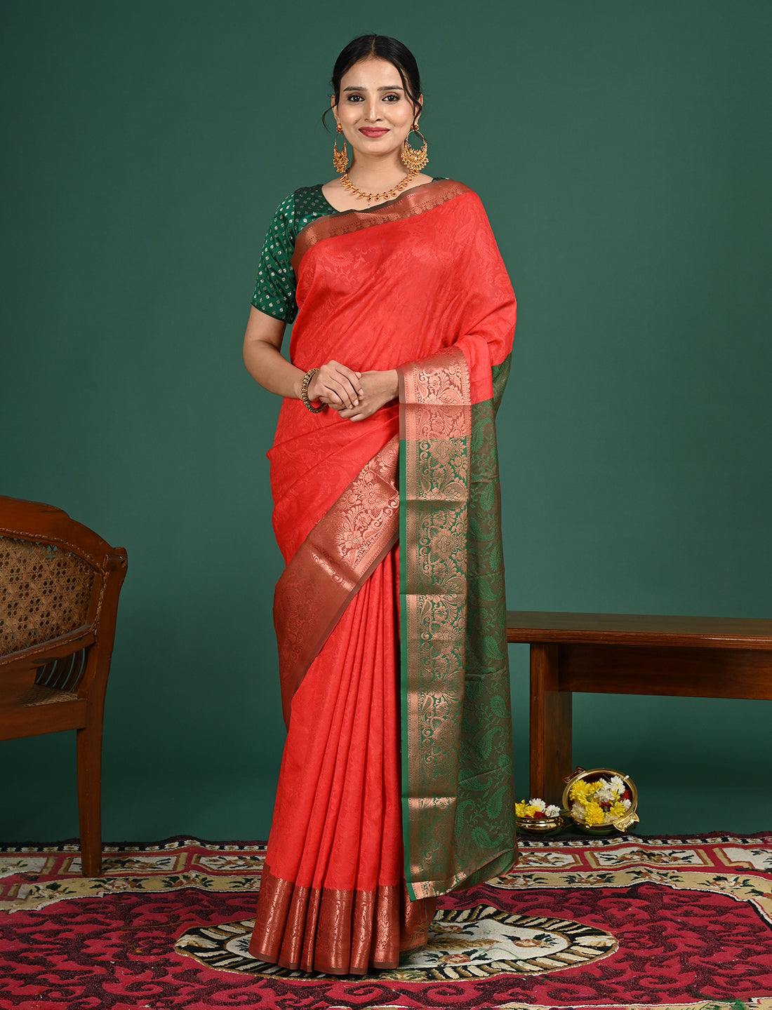 Aabha Red Kovai Pattu Saree