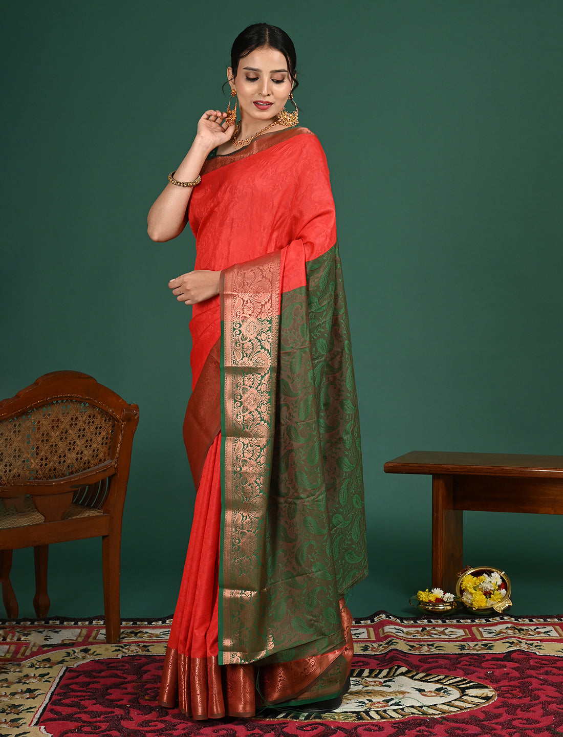 Aabha Red Kovai Pattu Saree