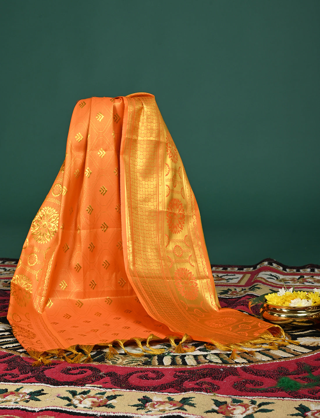 Kanakam Orange South Silk Dupatta