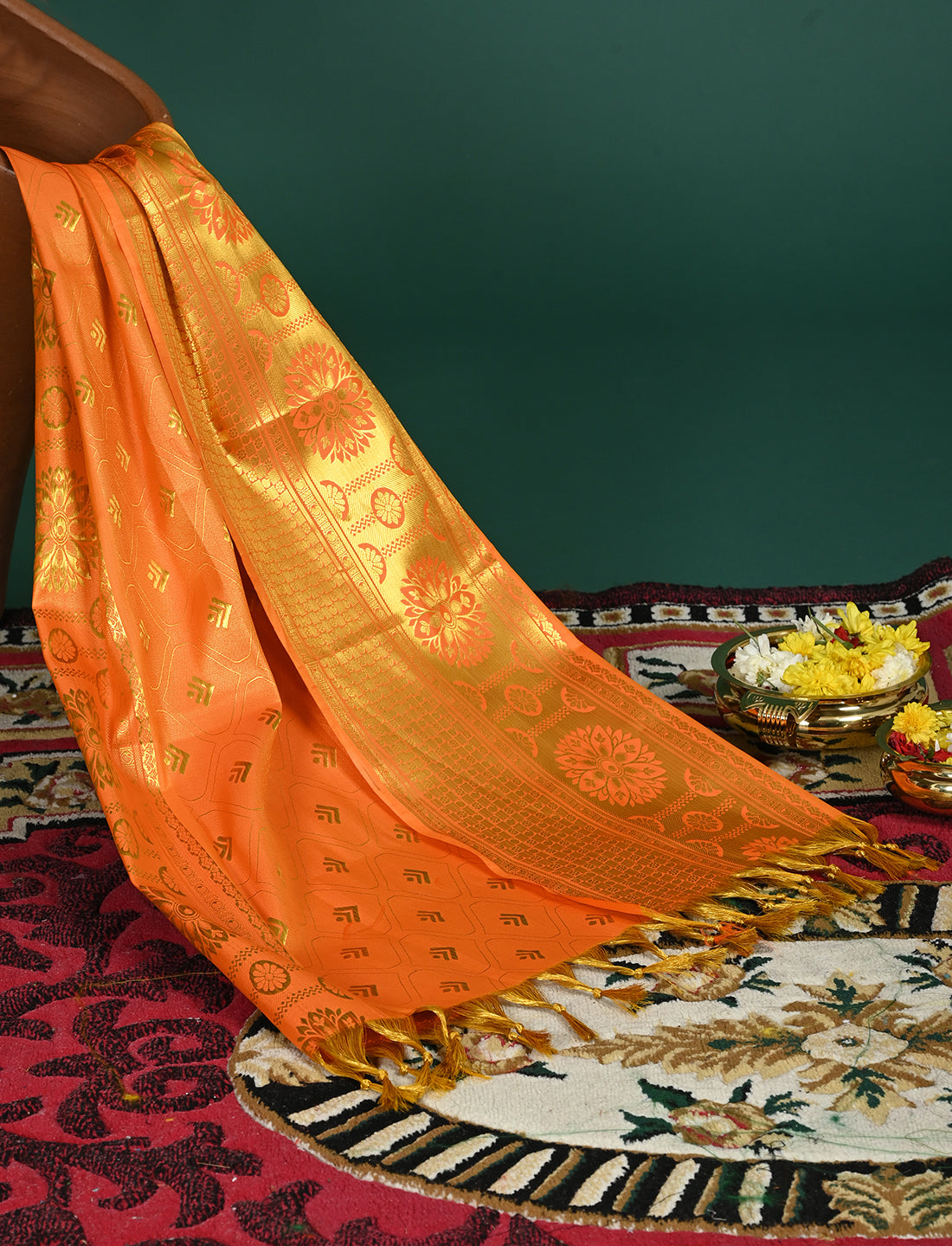 Kanakam Orange South Silk Dupatta