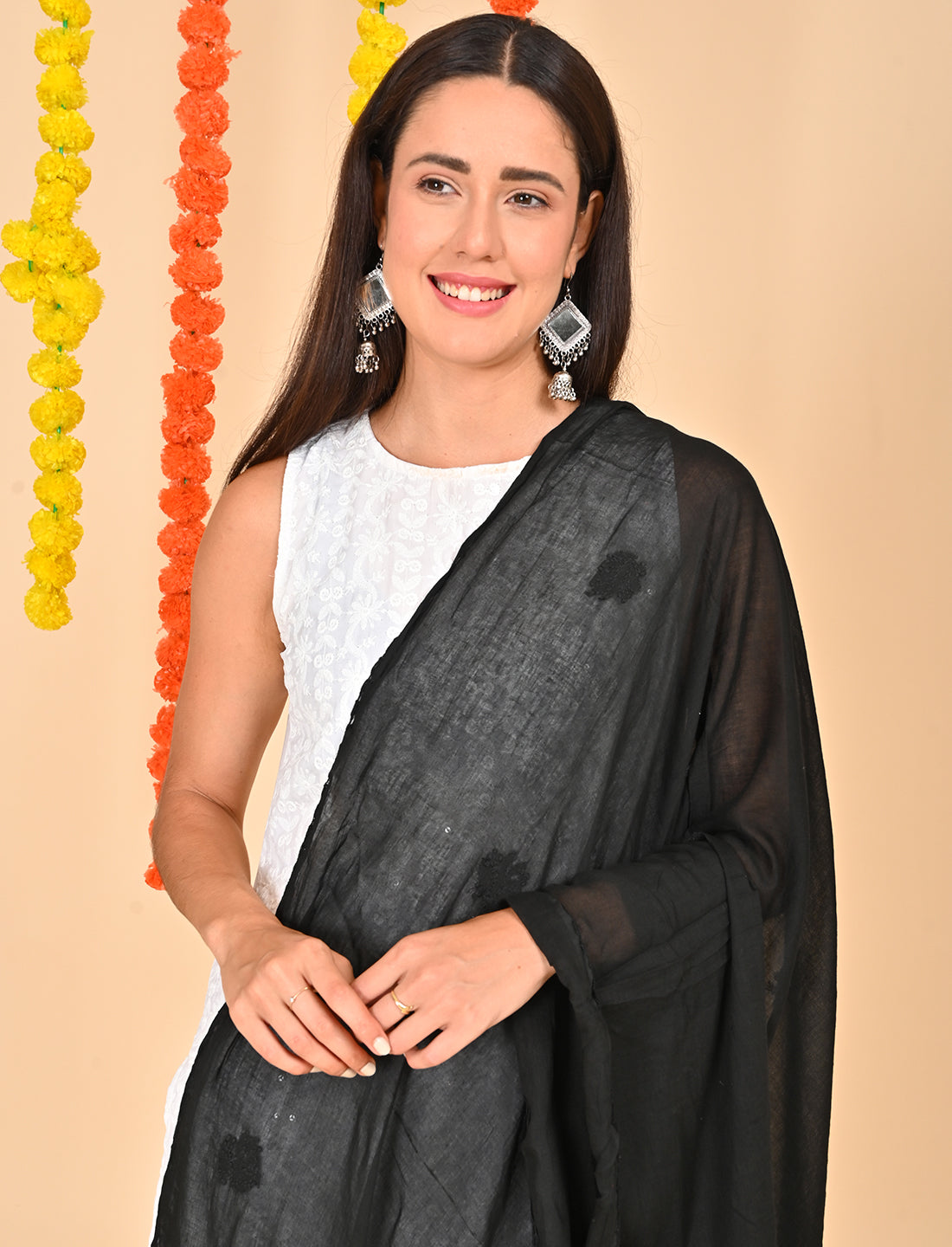 Ada Black Chikankari Dupatta