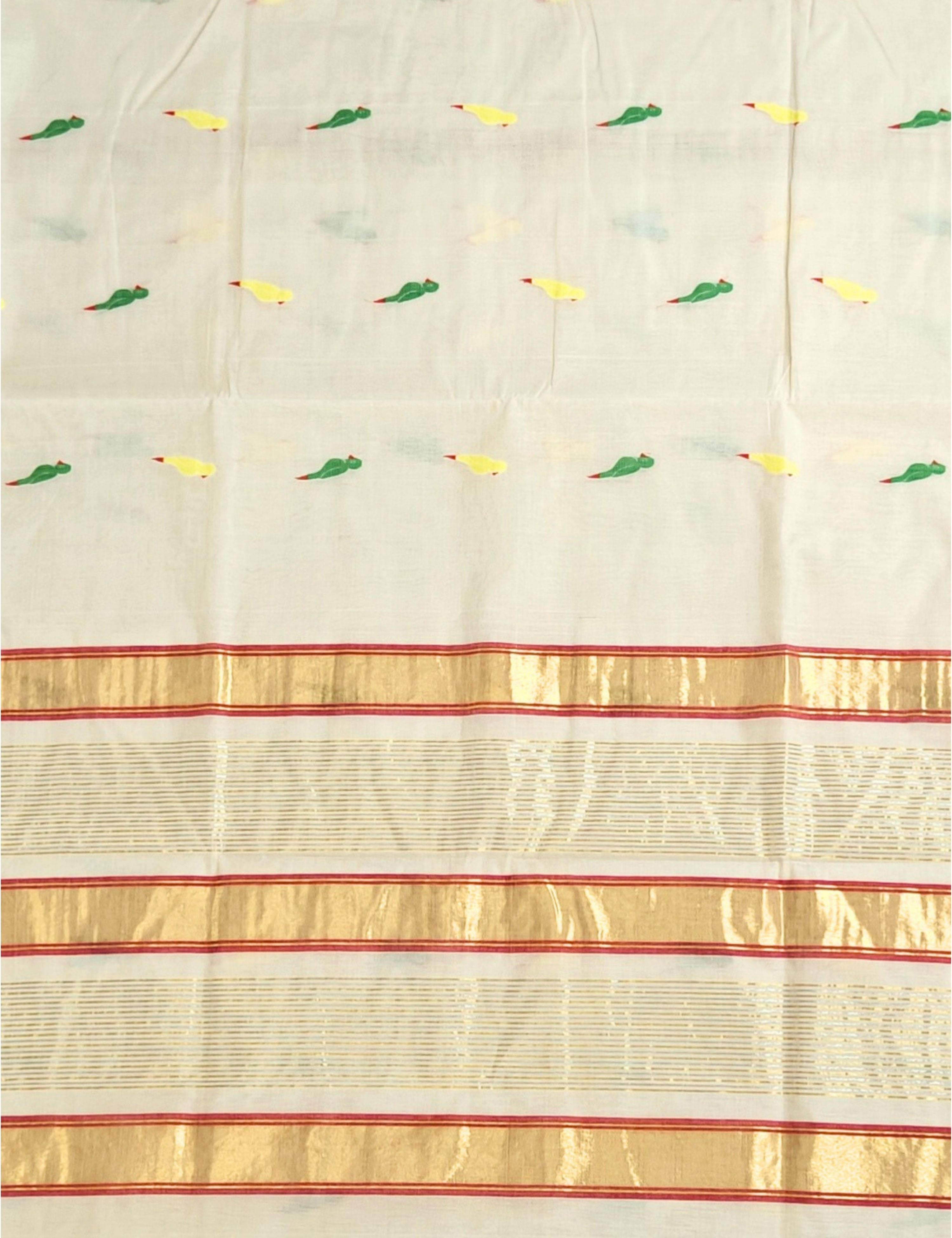 Tota Cream Venkatagiri Saree