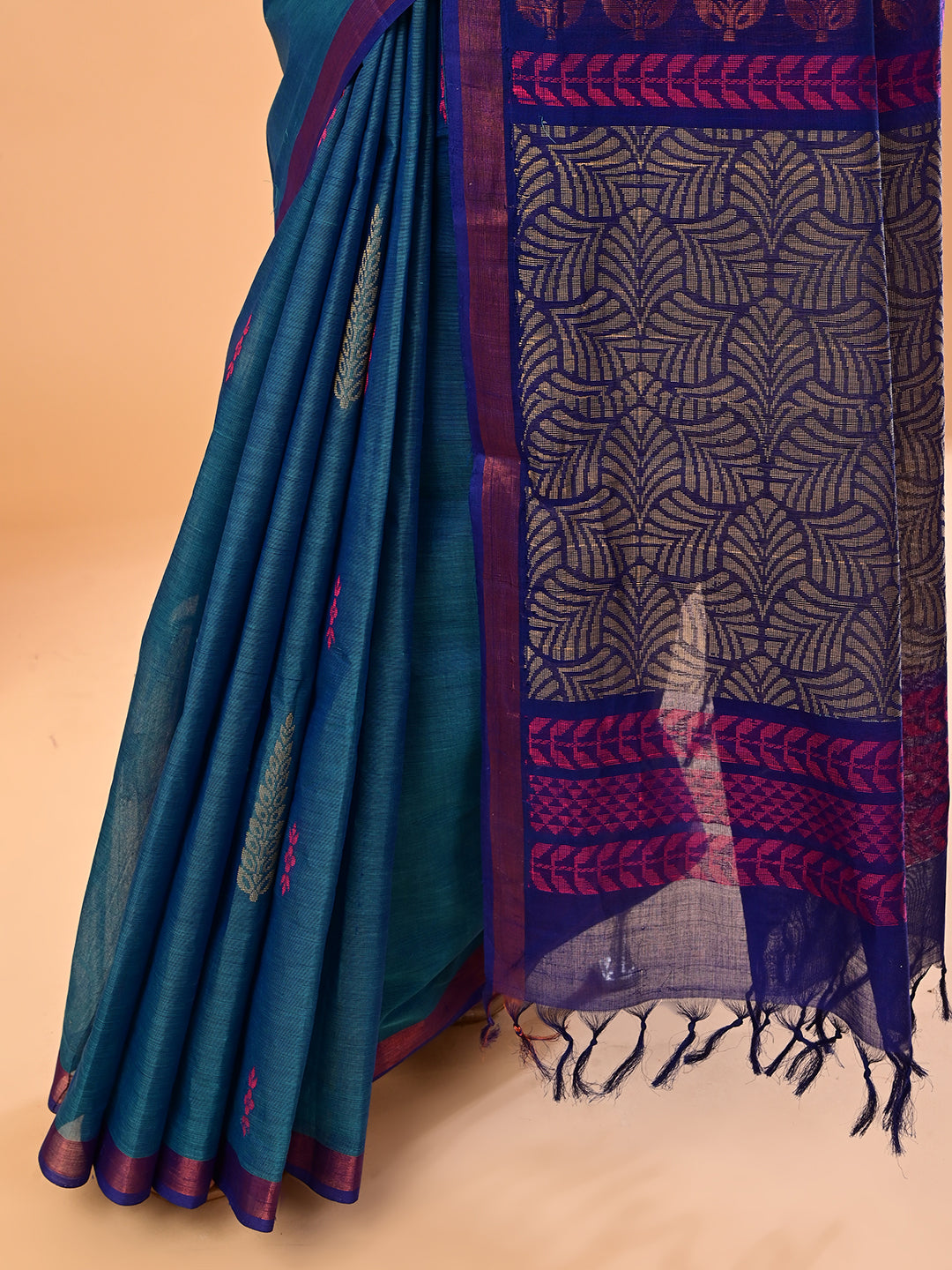 Turquoise Negamam Cotton Saree