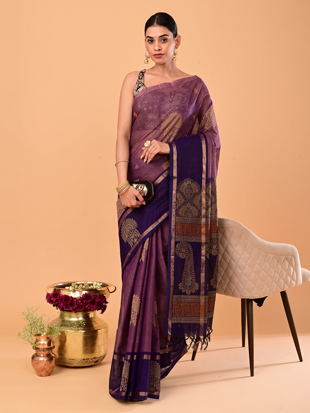Lavender Negamam Cotton Saree