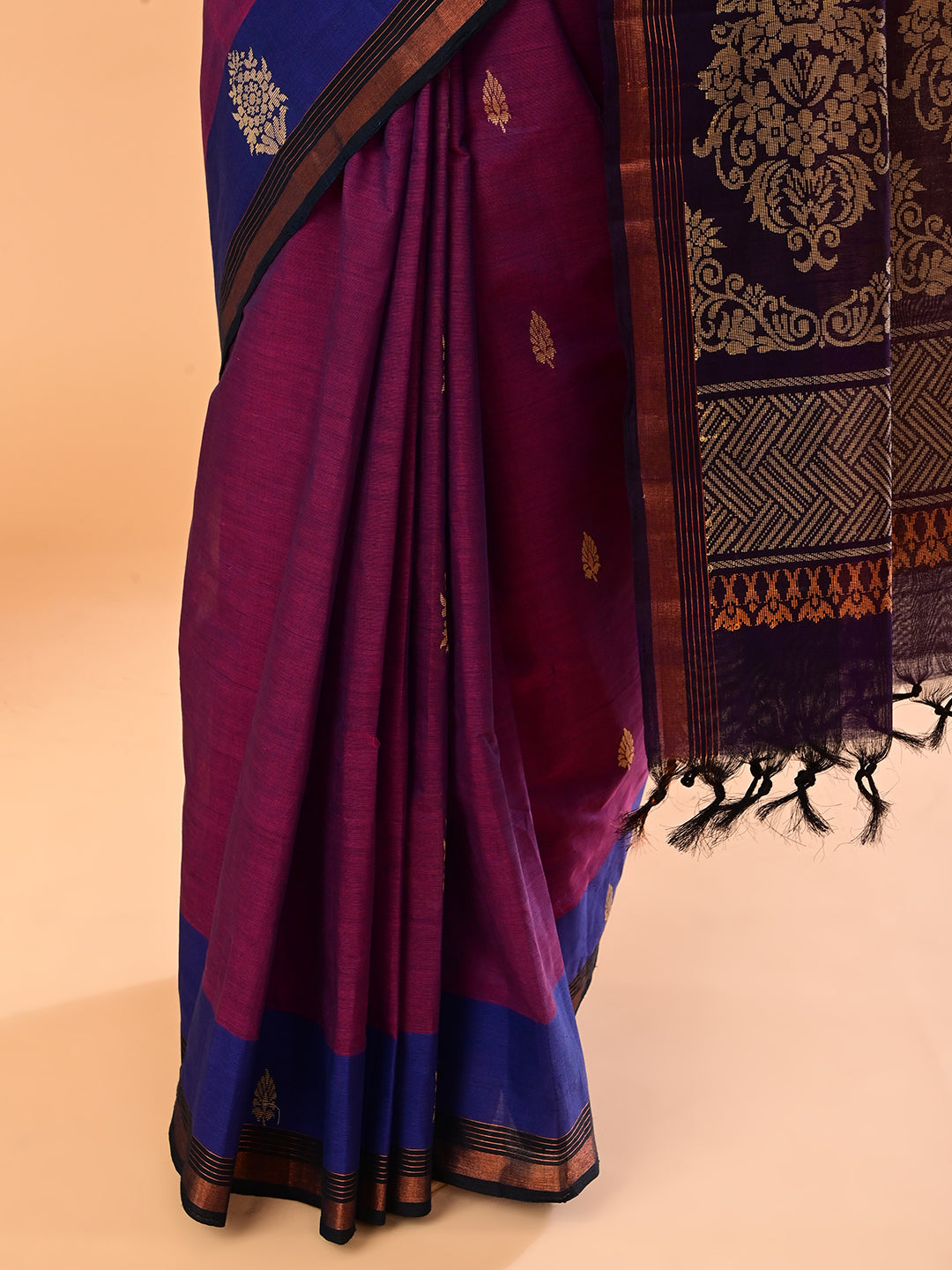 Wine Negamam Cotton Saree