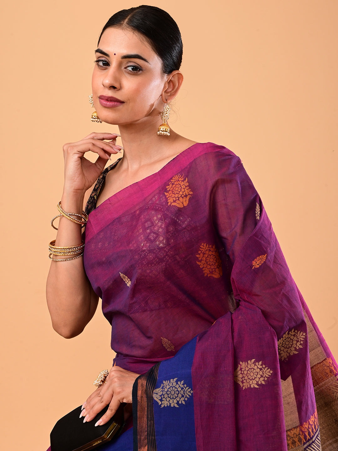 Wine Negamam Cotton Saree