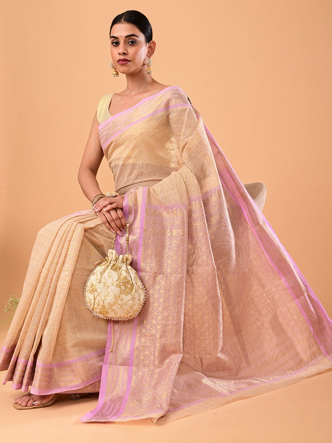 Kili Beige Venkatagiri Saree