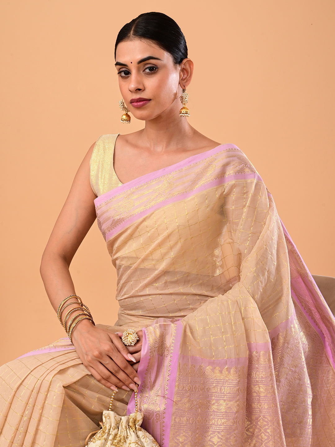 Kili Beige Venkatagiri Saree