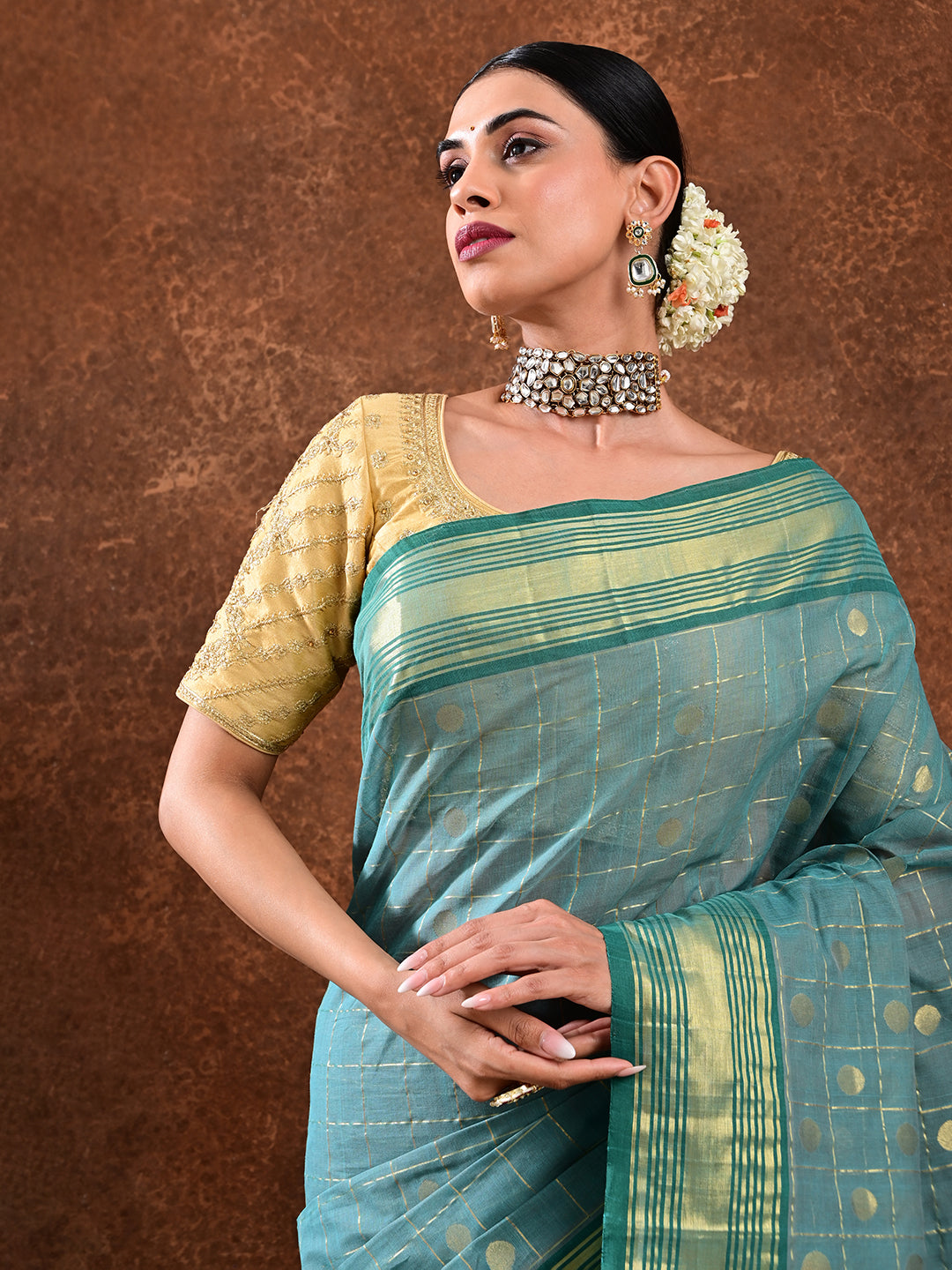 Polka Off-White Venkatagiri Saree