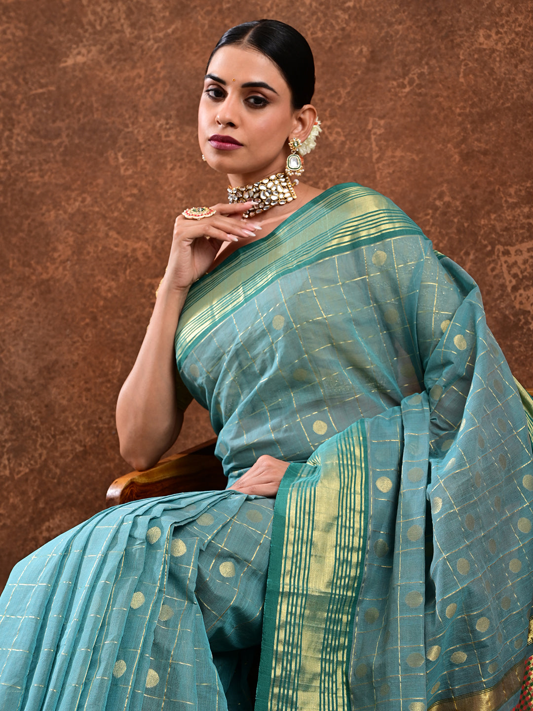 Polka Off-White Venkatagiri Saree