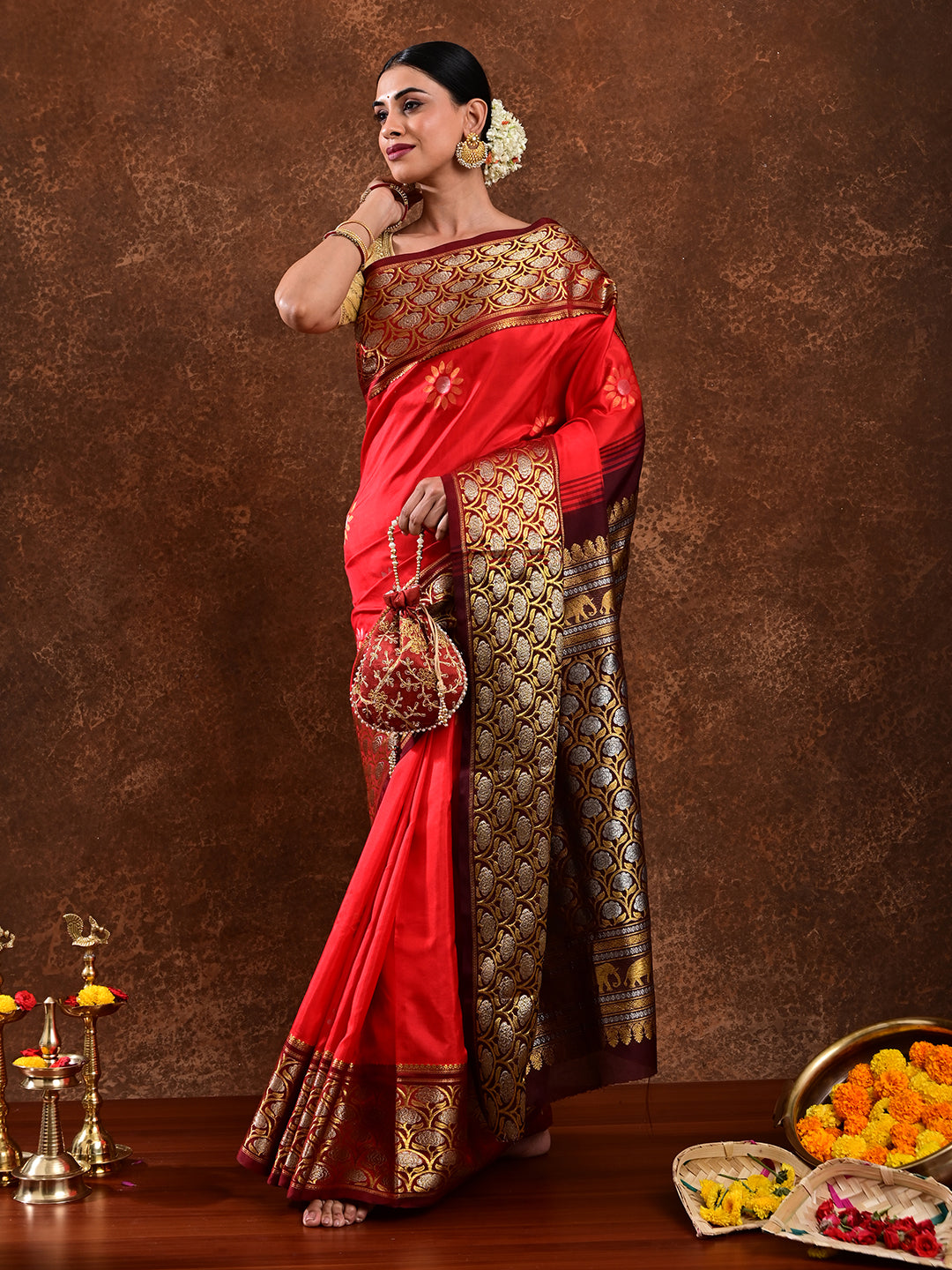 Surya Red Venkatagiri Saree