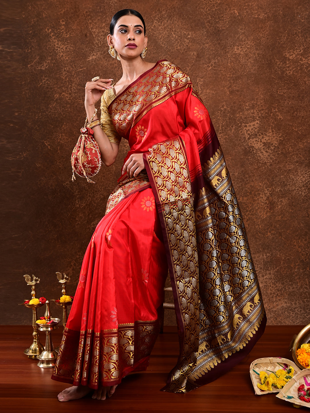 Surya Red Venkatagiri Saree