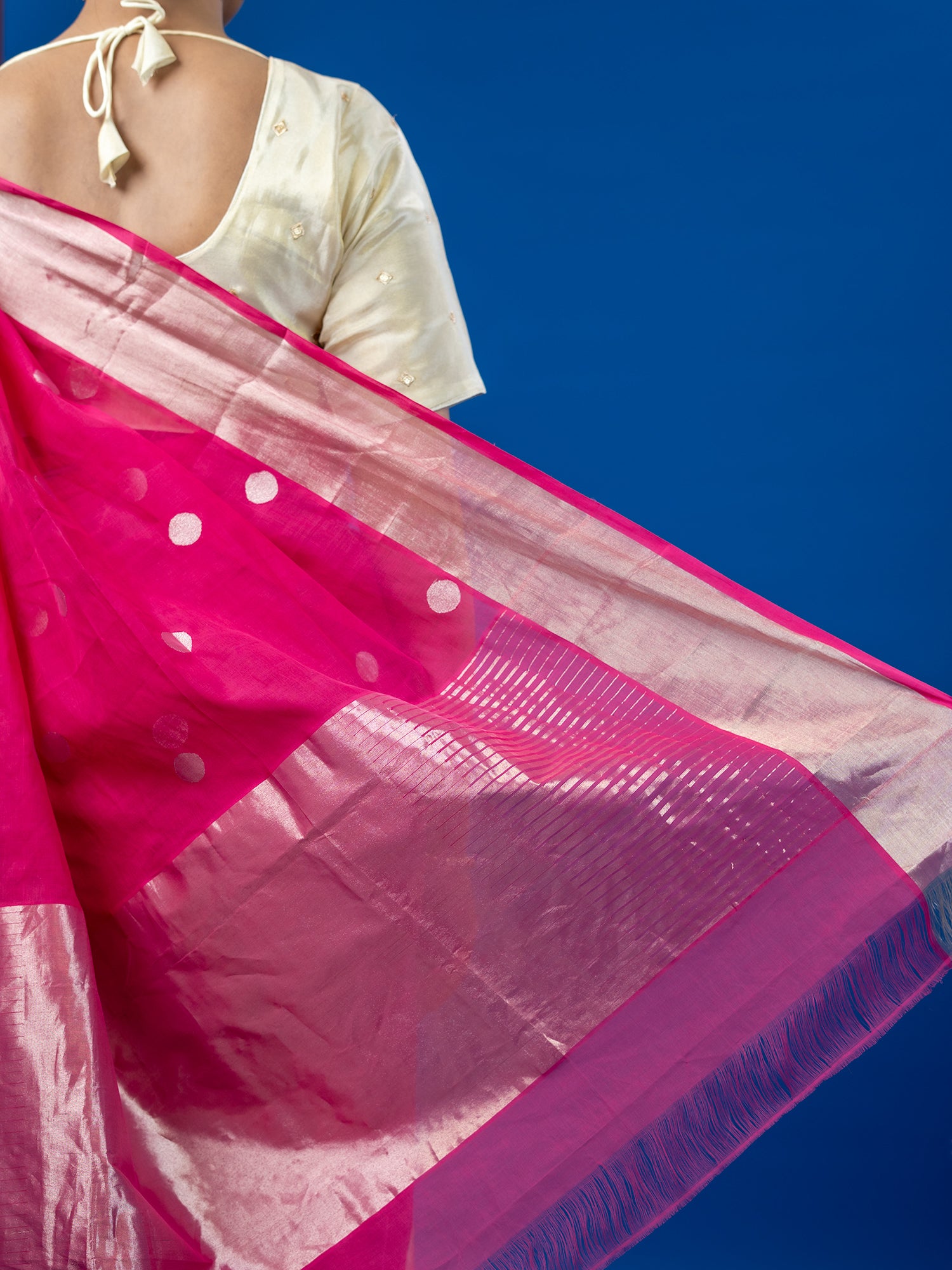 Polka Fuchsia Venkatagiri Saree