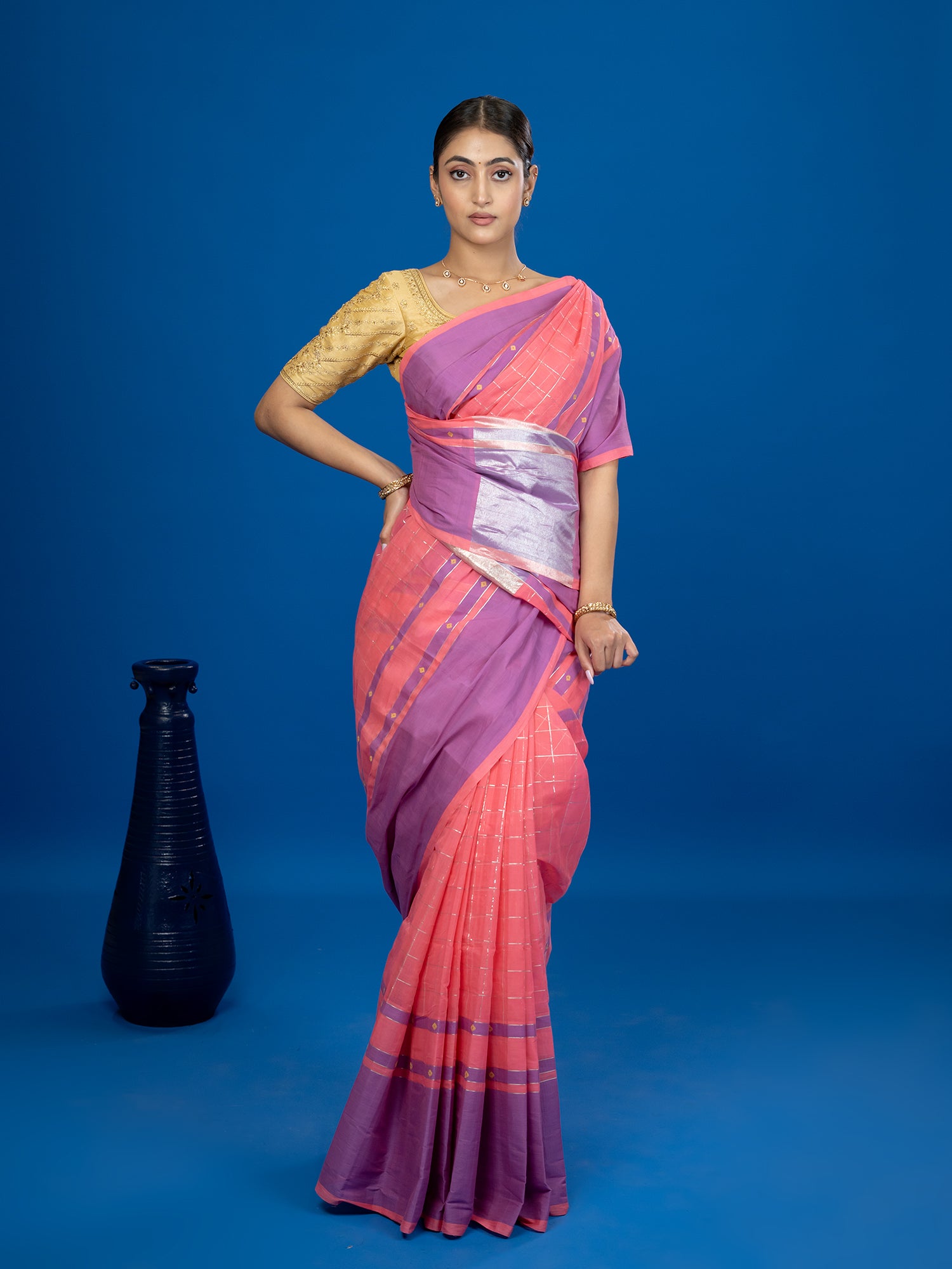 Kattam Pink Venkatagiri Saree