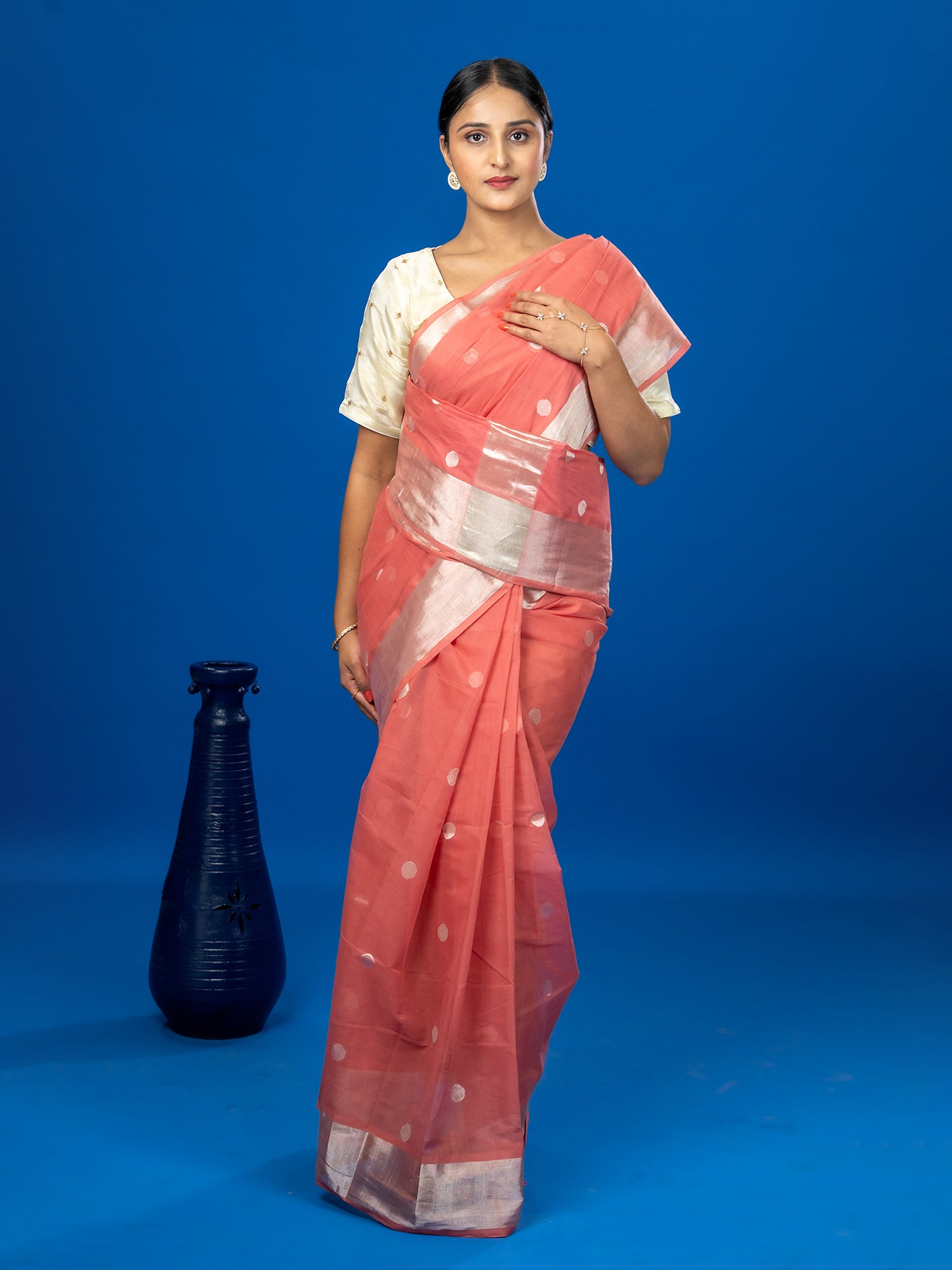 Polka Pink Venkatagiri Saree
