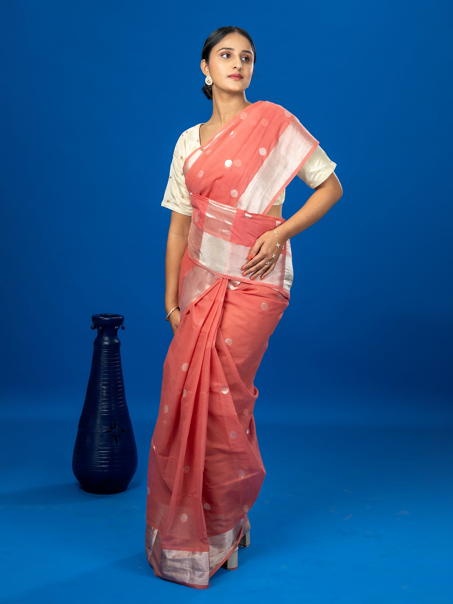 Polka Pink Venkatagiri Saree
