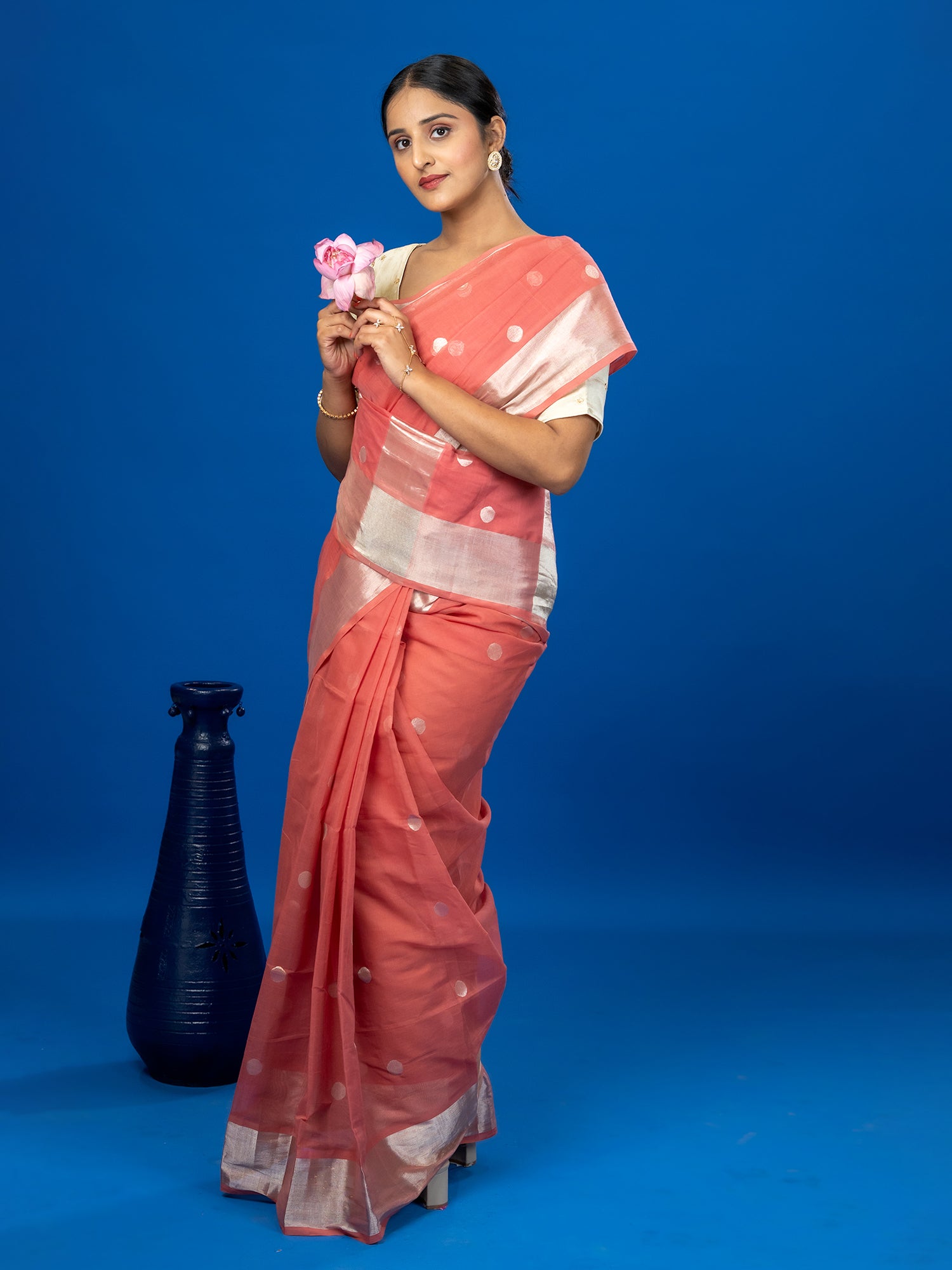 Polka Pink Venkatagiri Saree