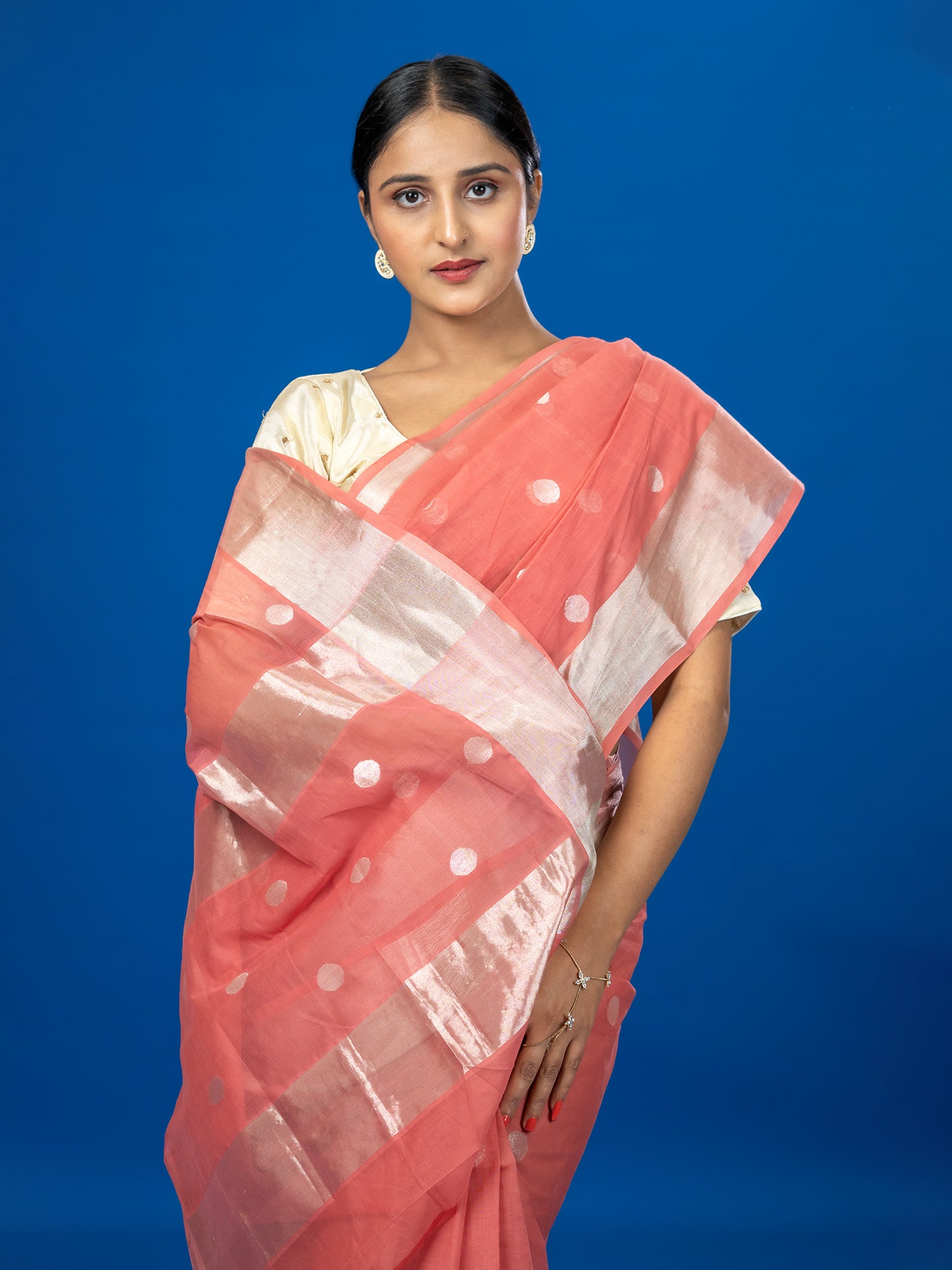 Polka Pink Venkatagiri Saree