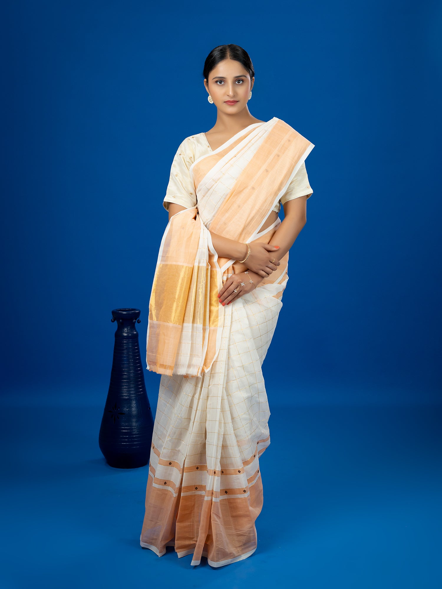 Kattam White Venkatagiri Saree