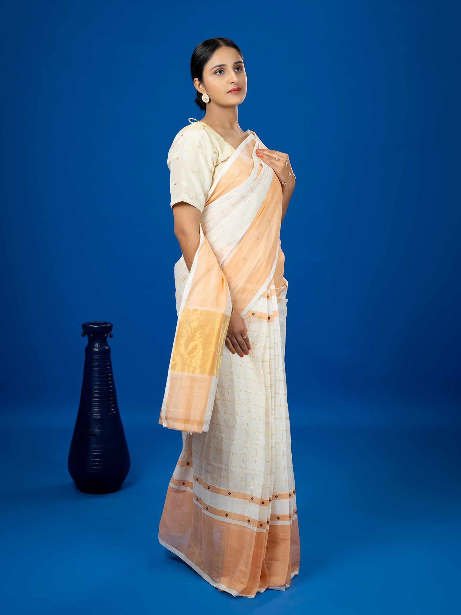 Kattam White Venkatagiri Saree