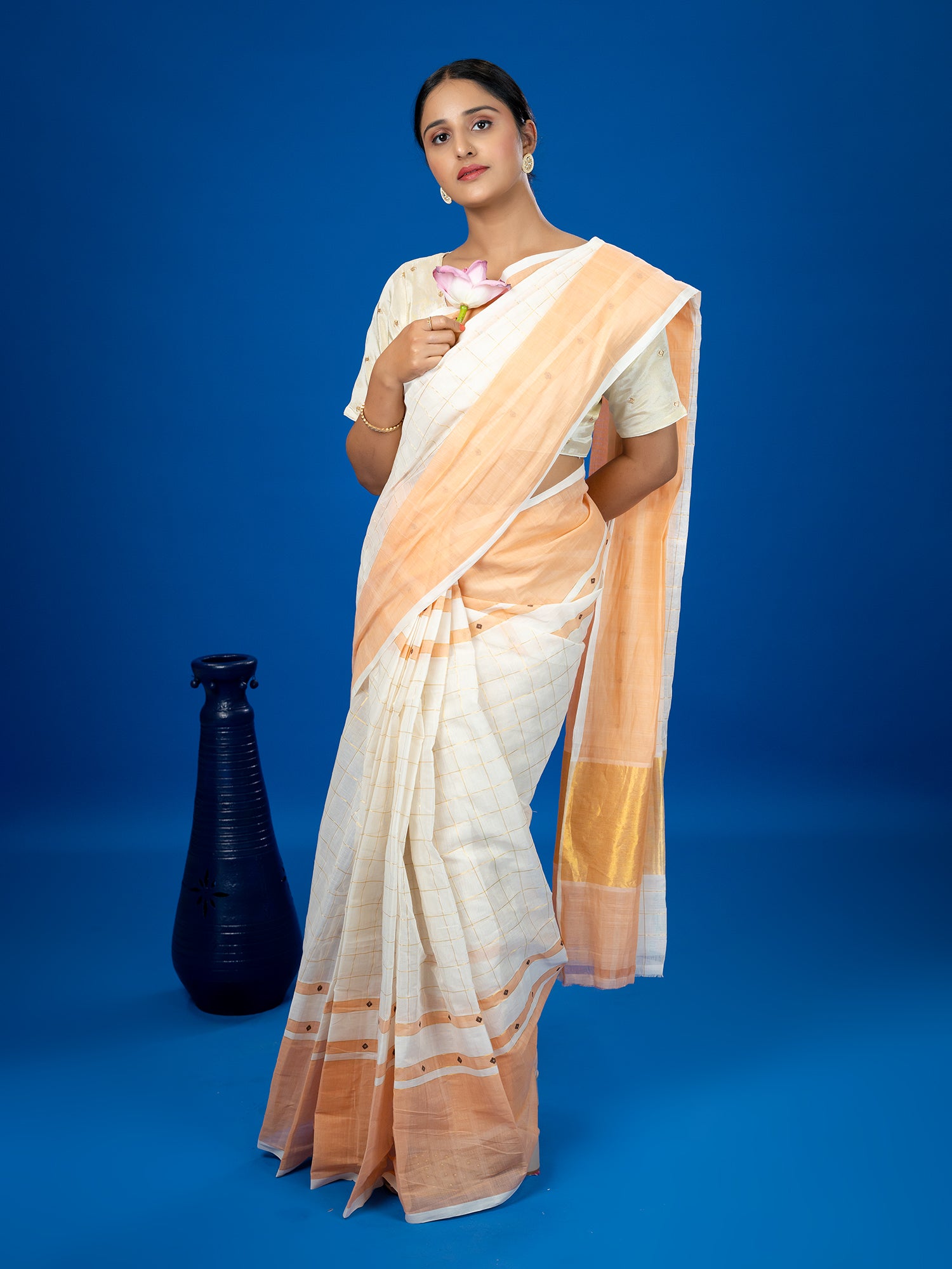 Kattam White Venkatagiri Saree