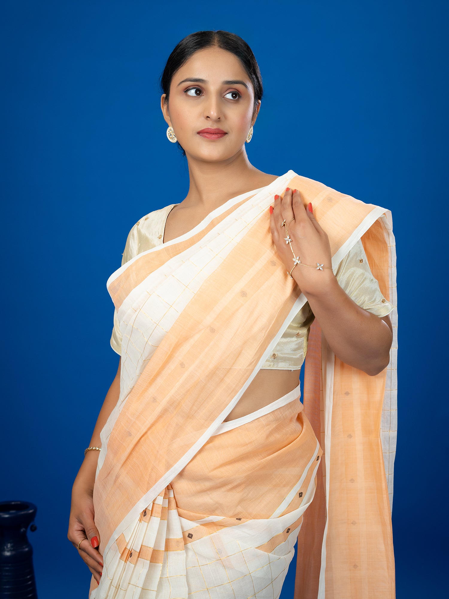 Kattam White Venkatagiri Saree