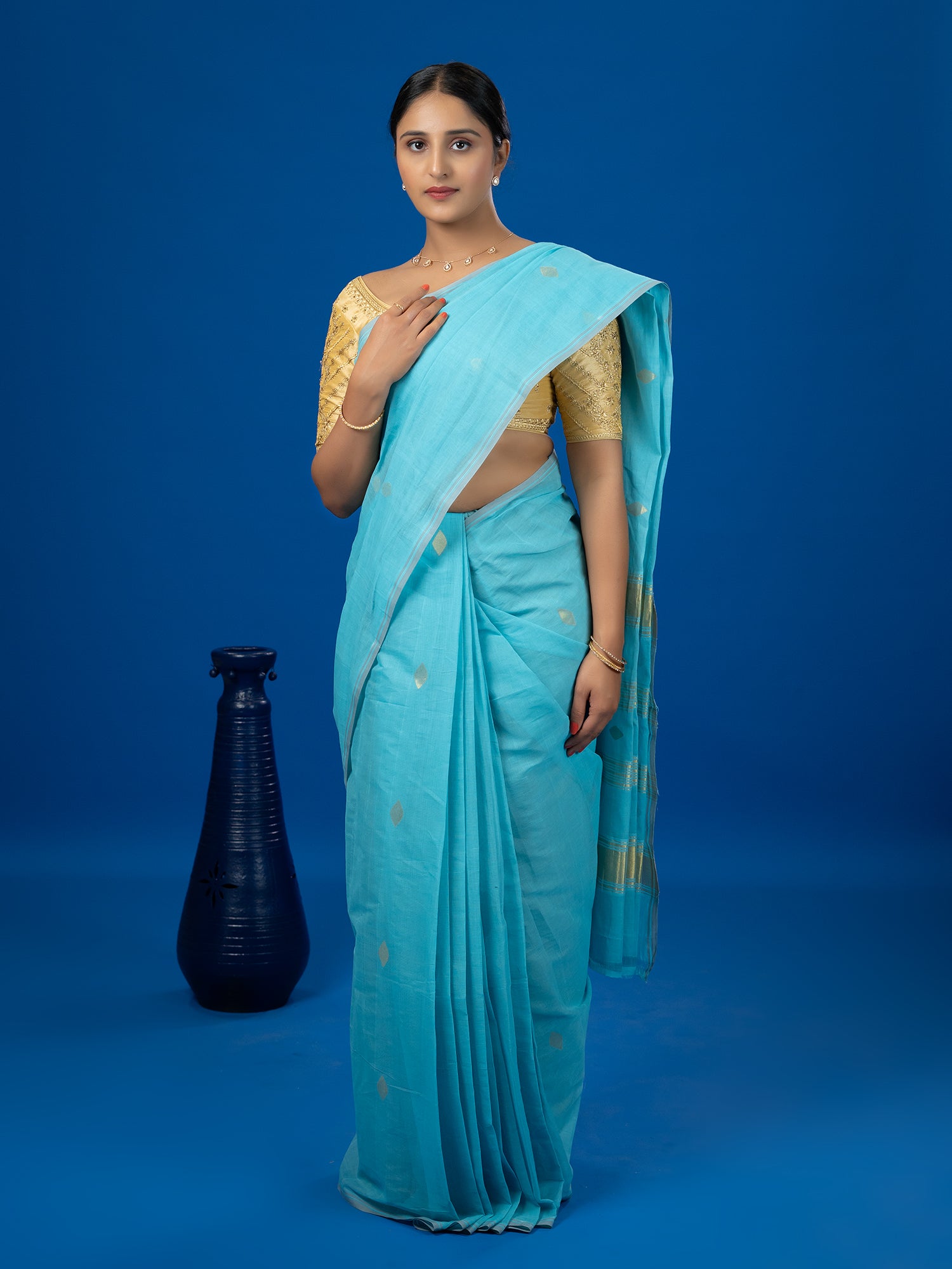Jharna Sky Blue Venkatagiri Saree