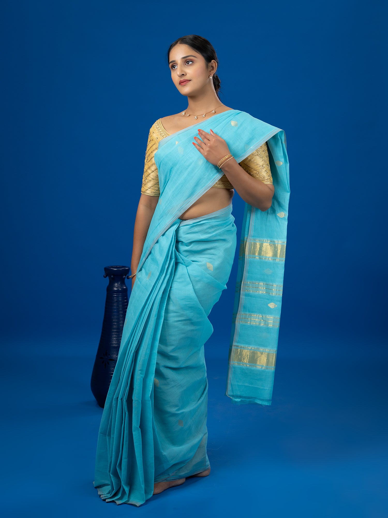 Jharna Sky Blue Venkatagiri Saree