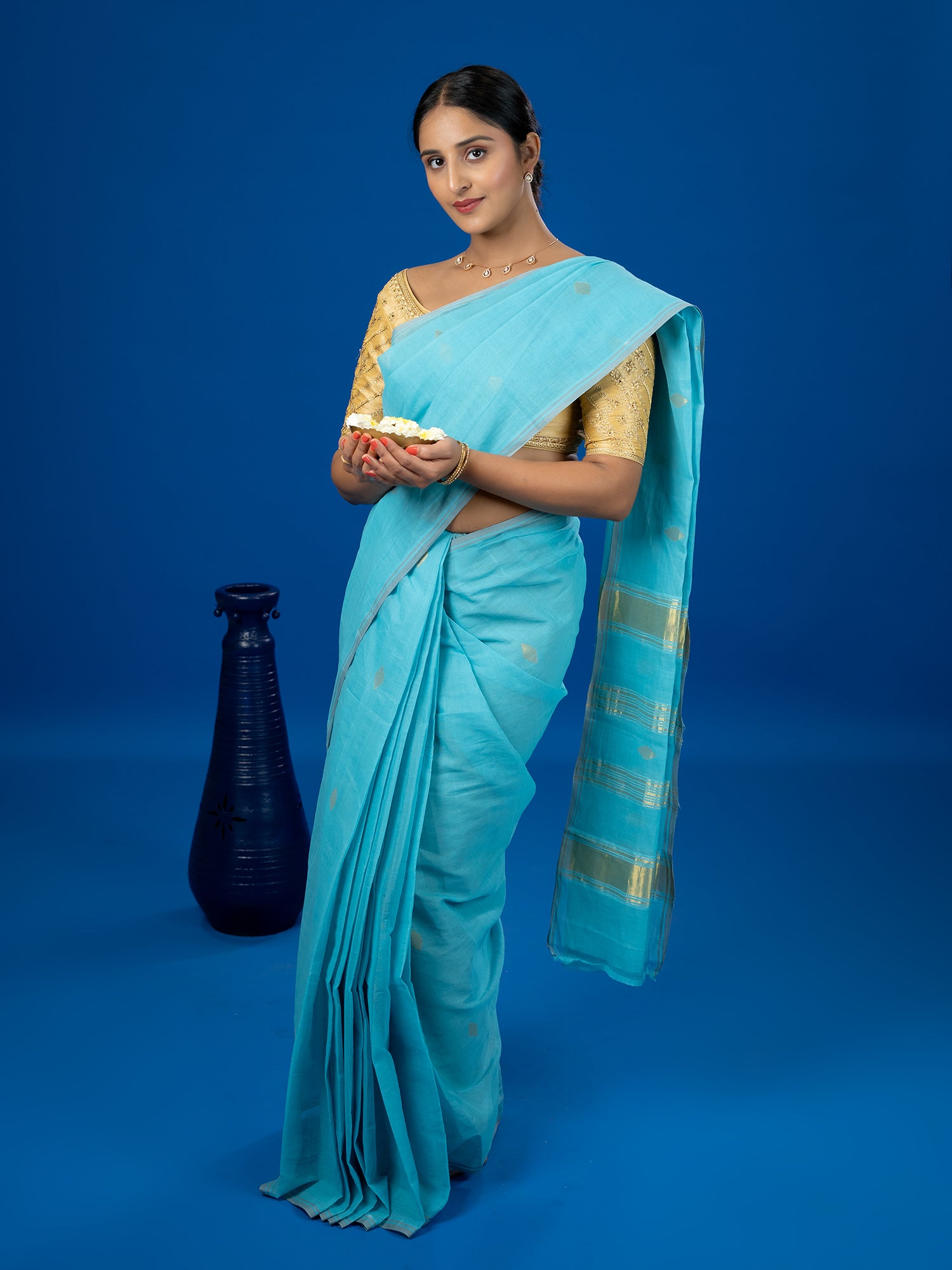 Jharna Sky Blue Venkatagiri Saree
