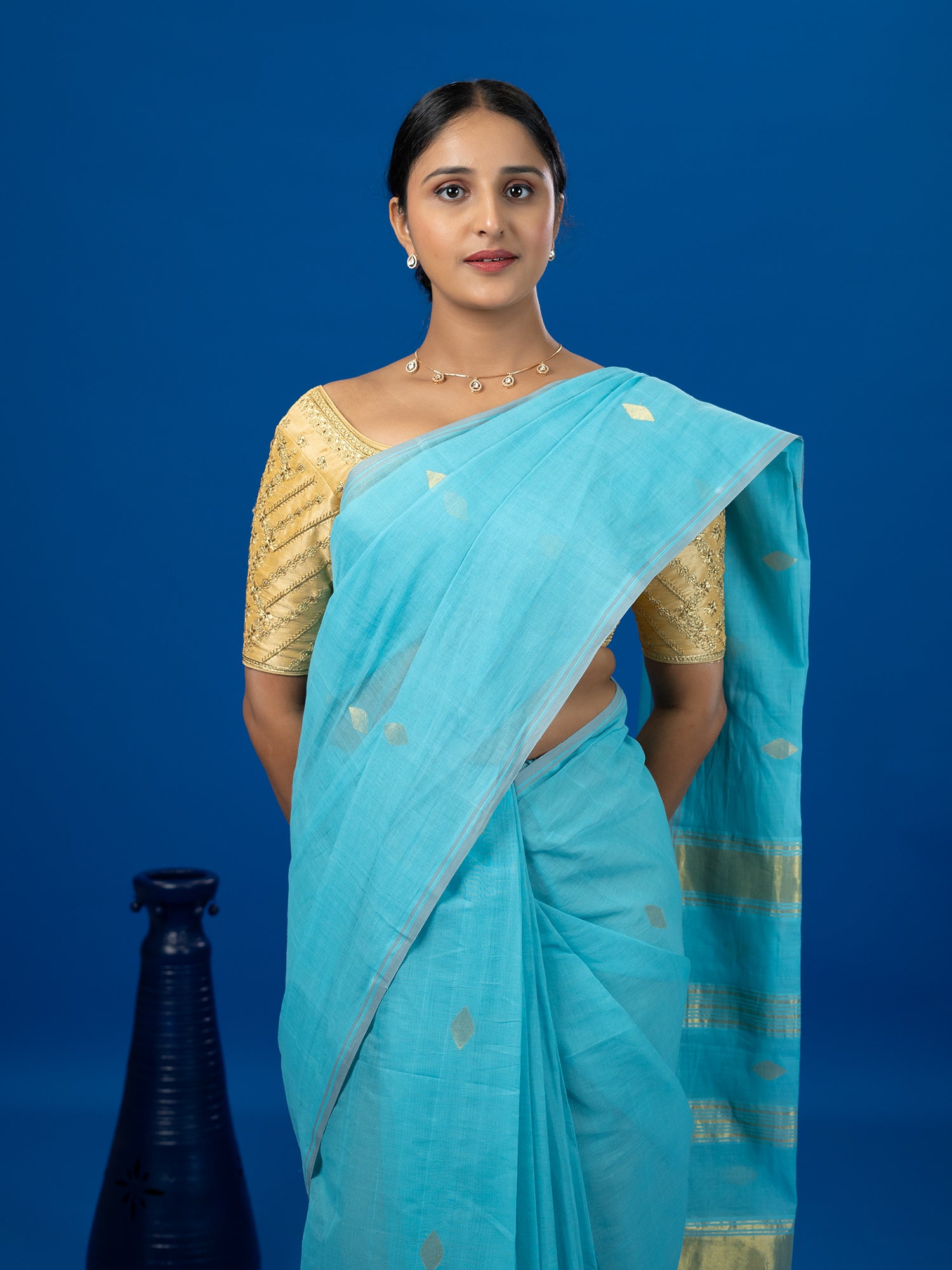 Jharna Sky Blue Venkatagiri Saree