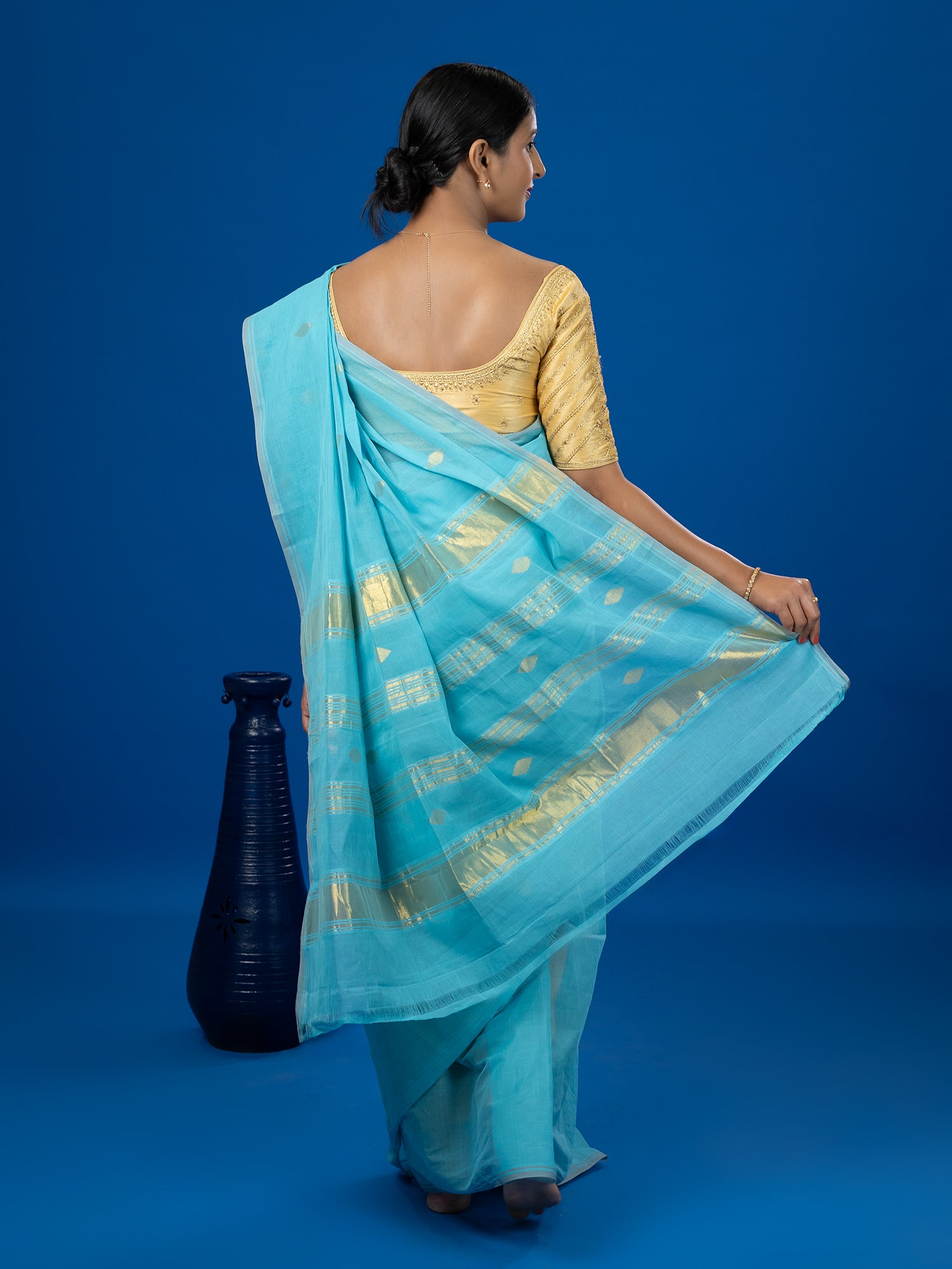 Jharna Sky Blue Venkatagiri Saree