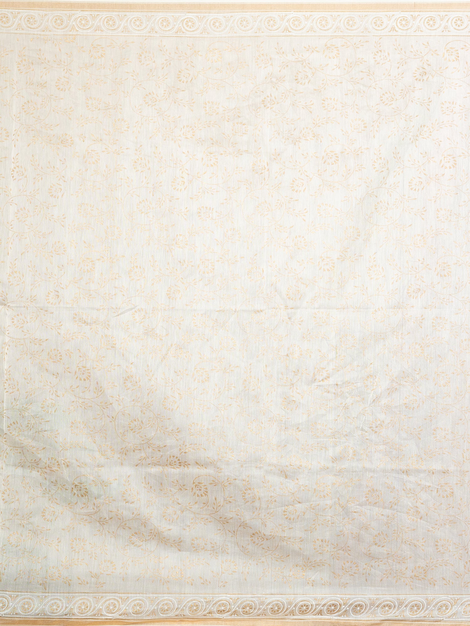 Malar White Hand Block Print Saree