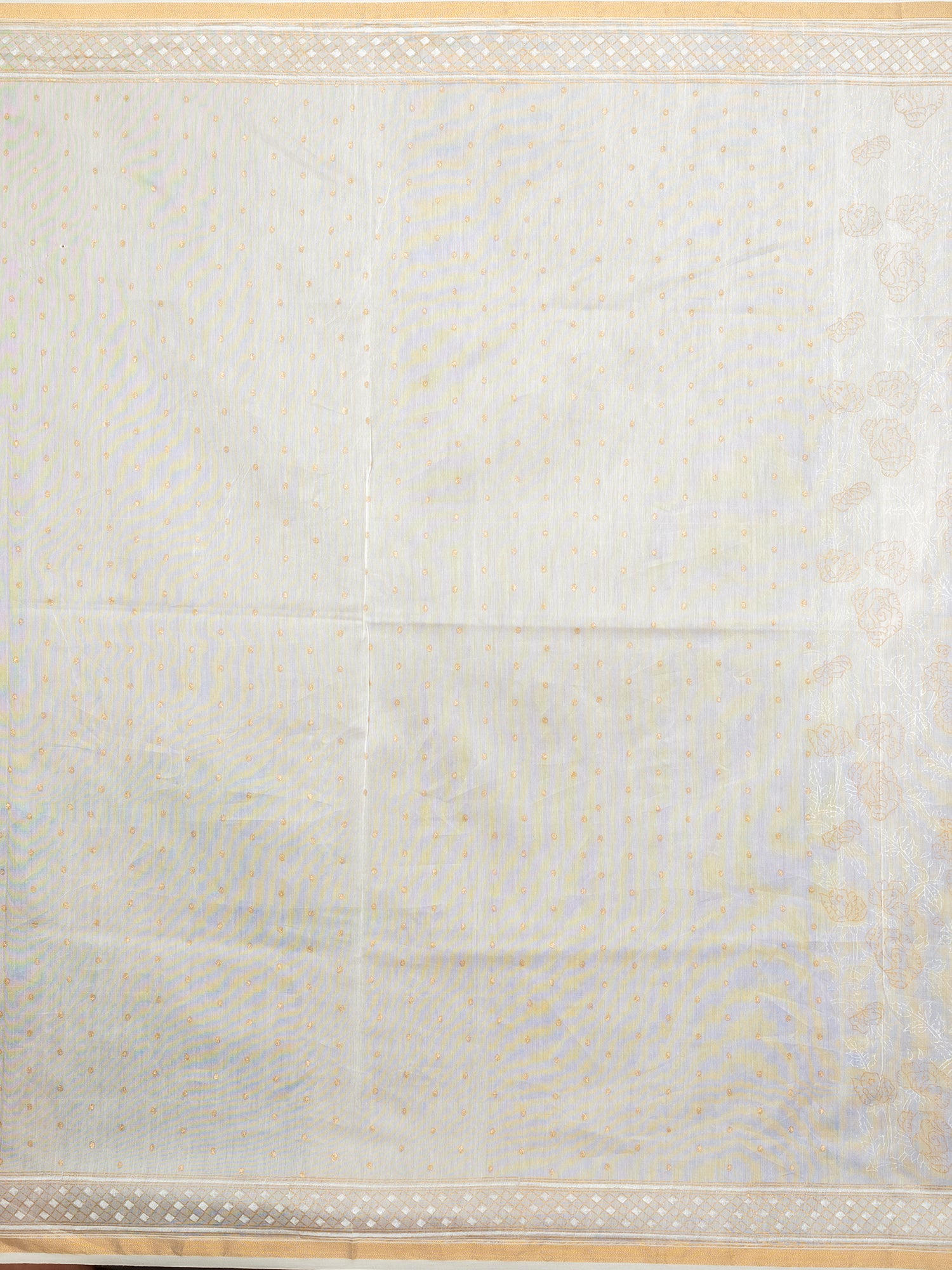 Malar White Hand Block Print Saree