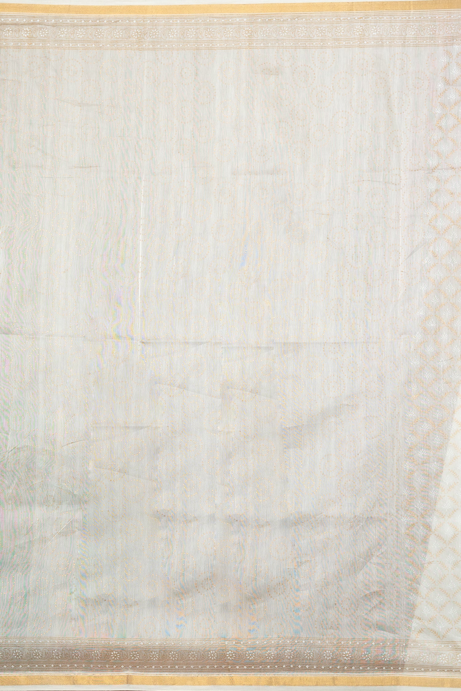 Malar White Hand Block Print Saree