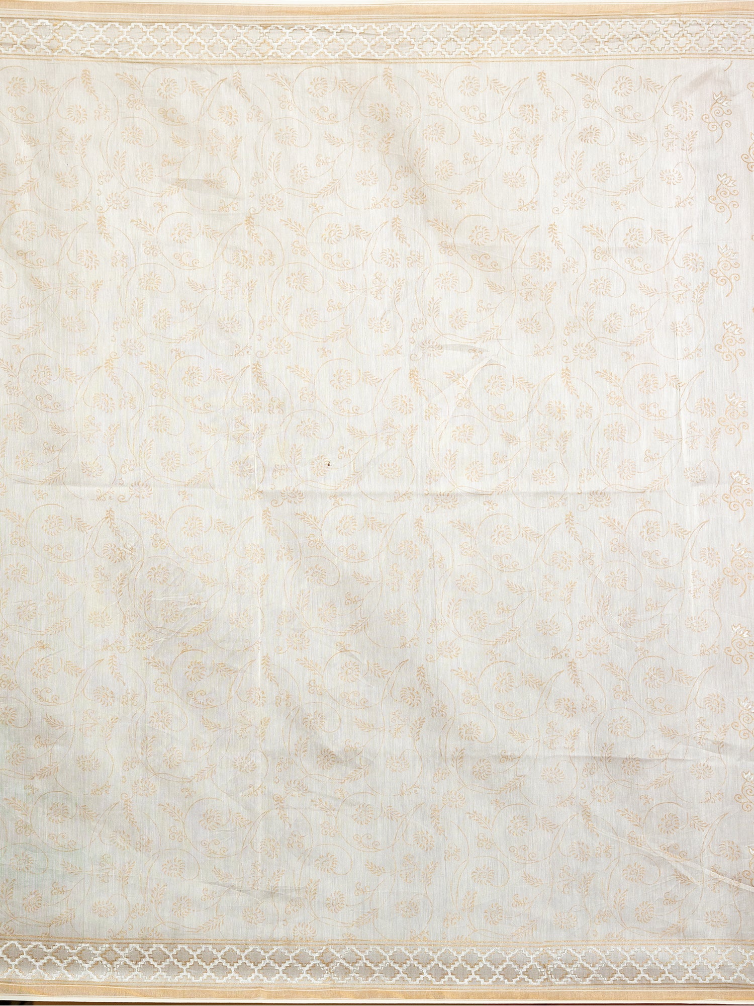 Malar Off White Hand Block Print Saree