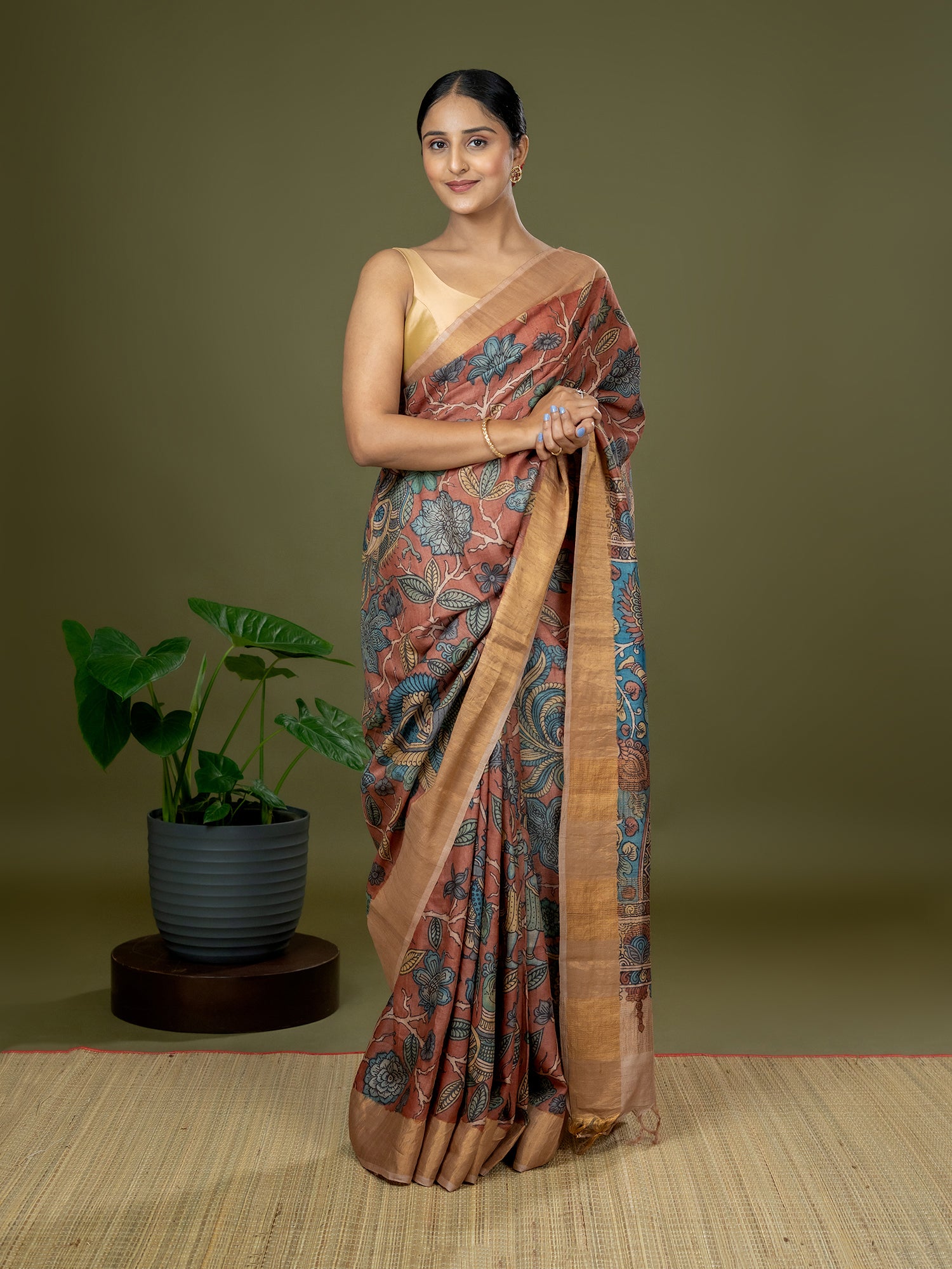 Manjari Maroon Kalamkari Saree