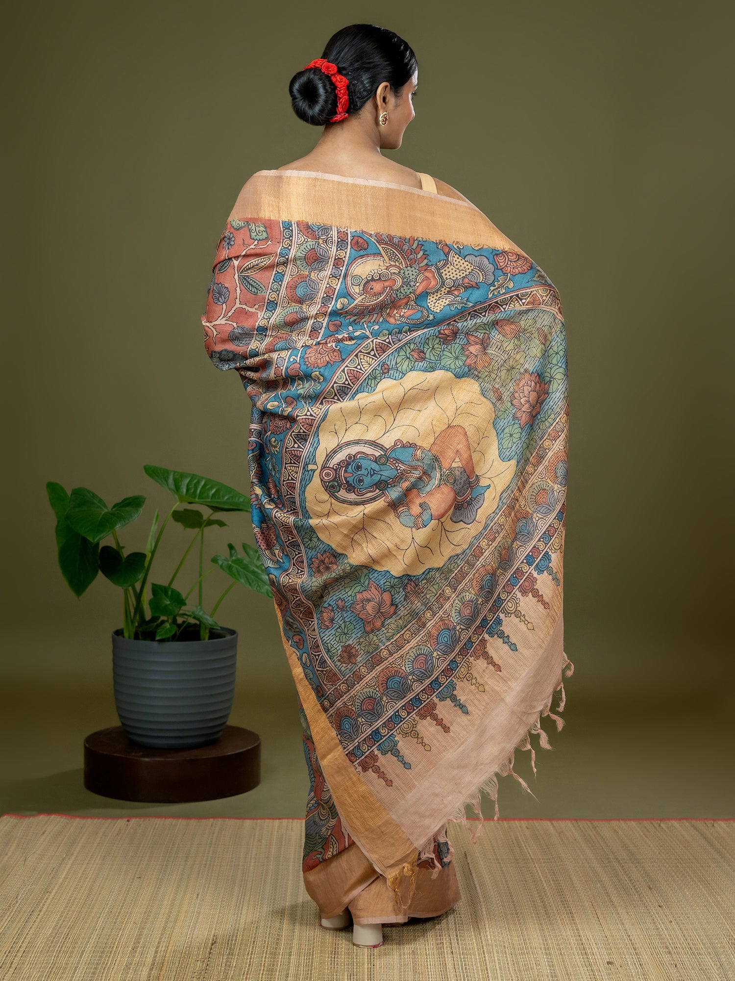 Manjari Maroon Kalamkari Saree