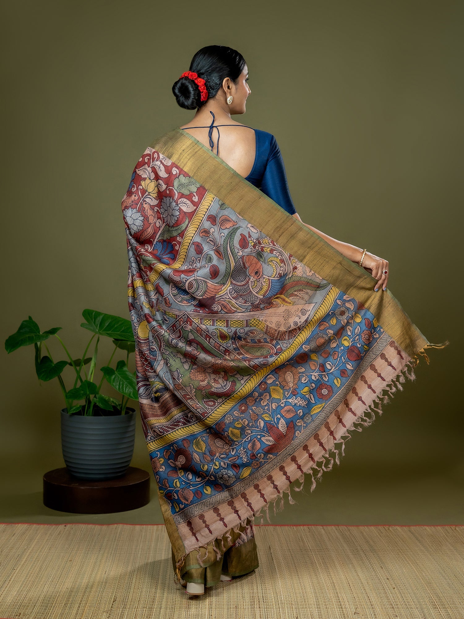 Manjari Maroon Kalamkari Saree