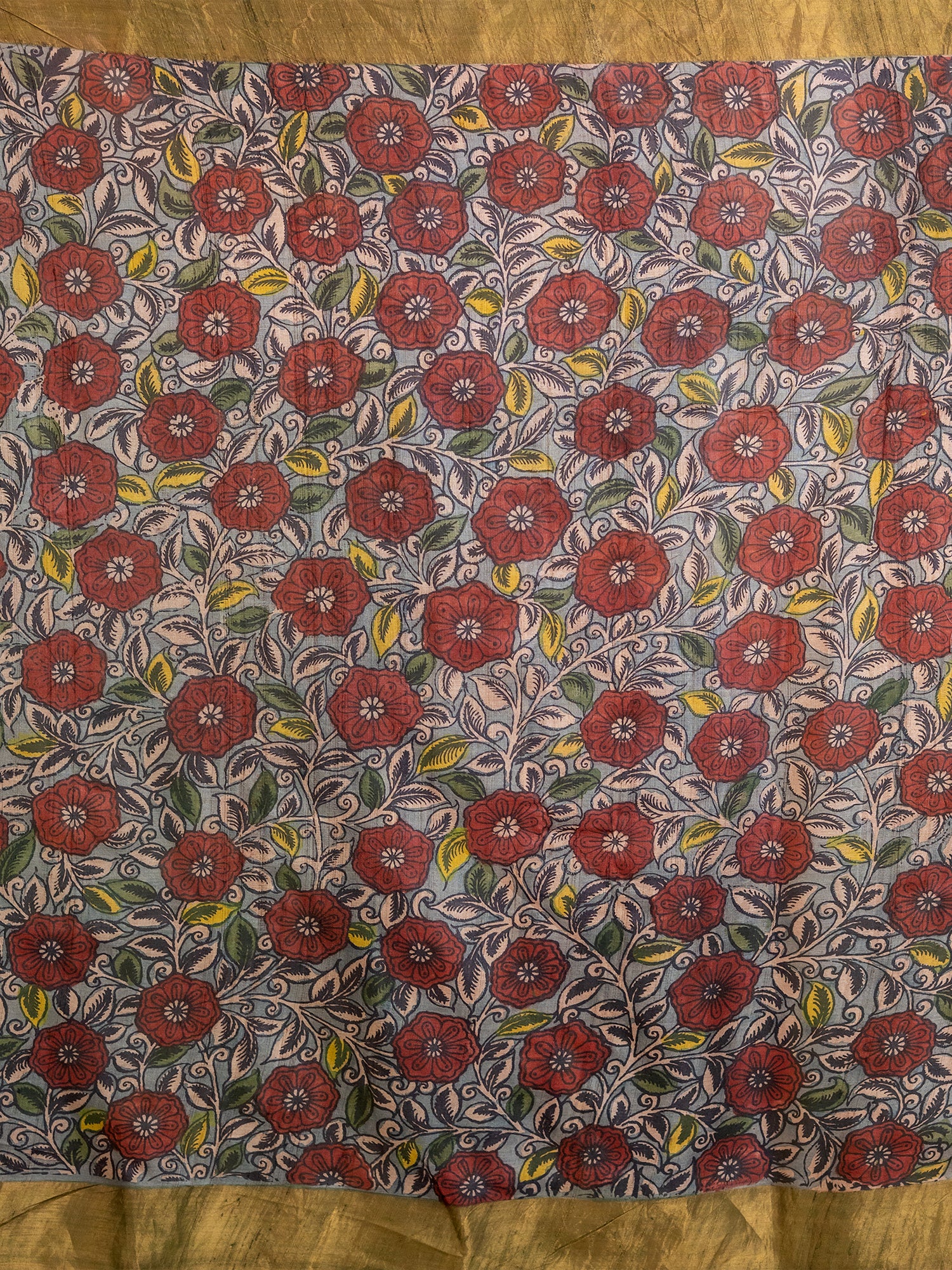 Manjari Tomato Red Kalamkari Saree