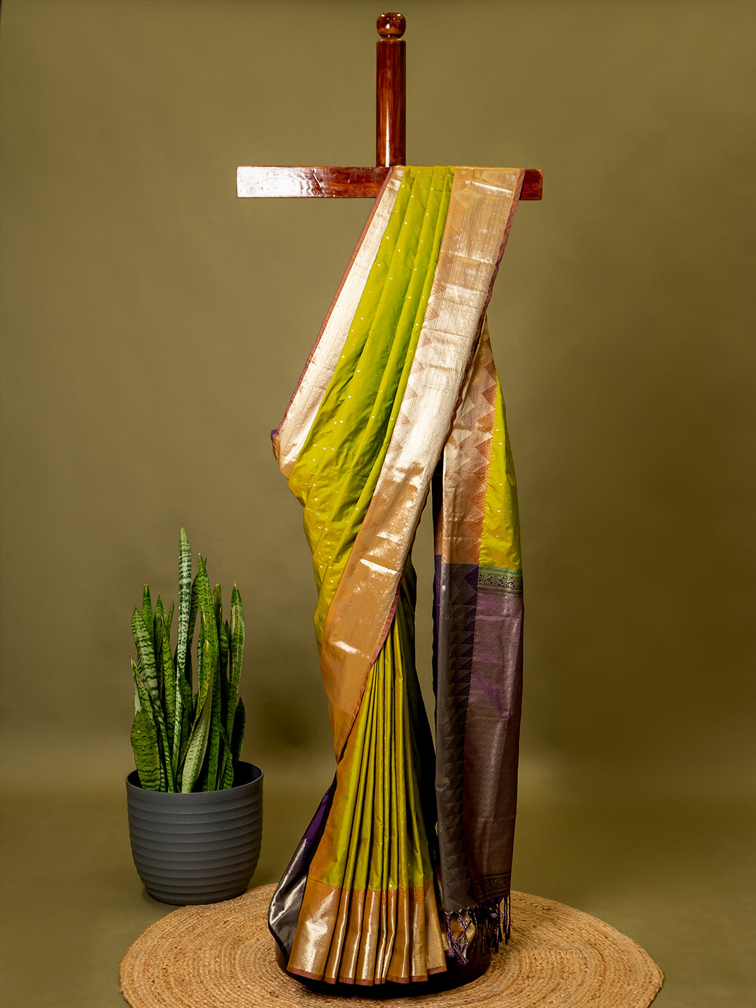 Amruta Green Soft Semi Silk Saree