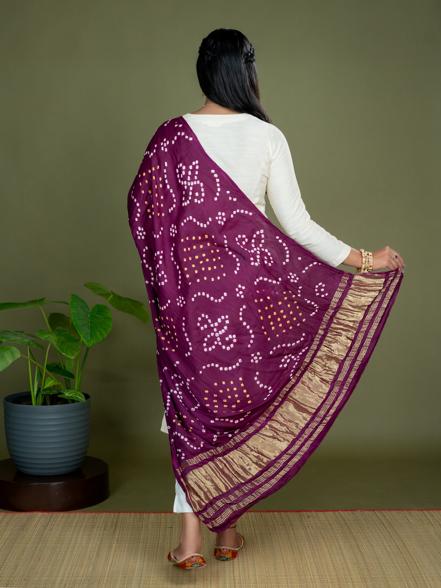 Chandrika Purple Bandhini Dupatta