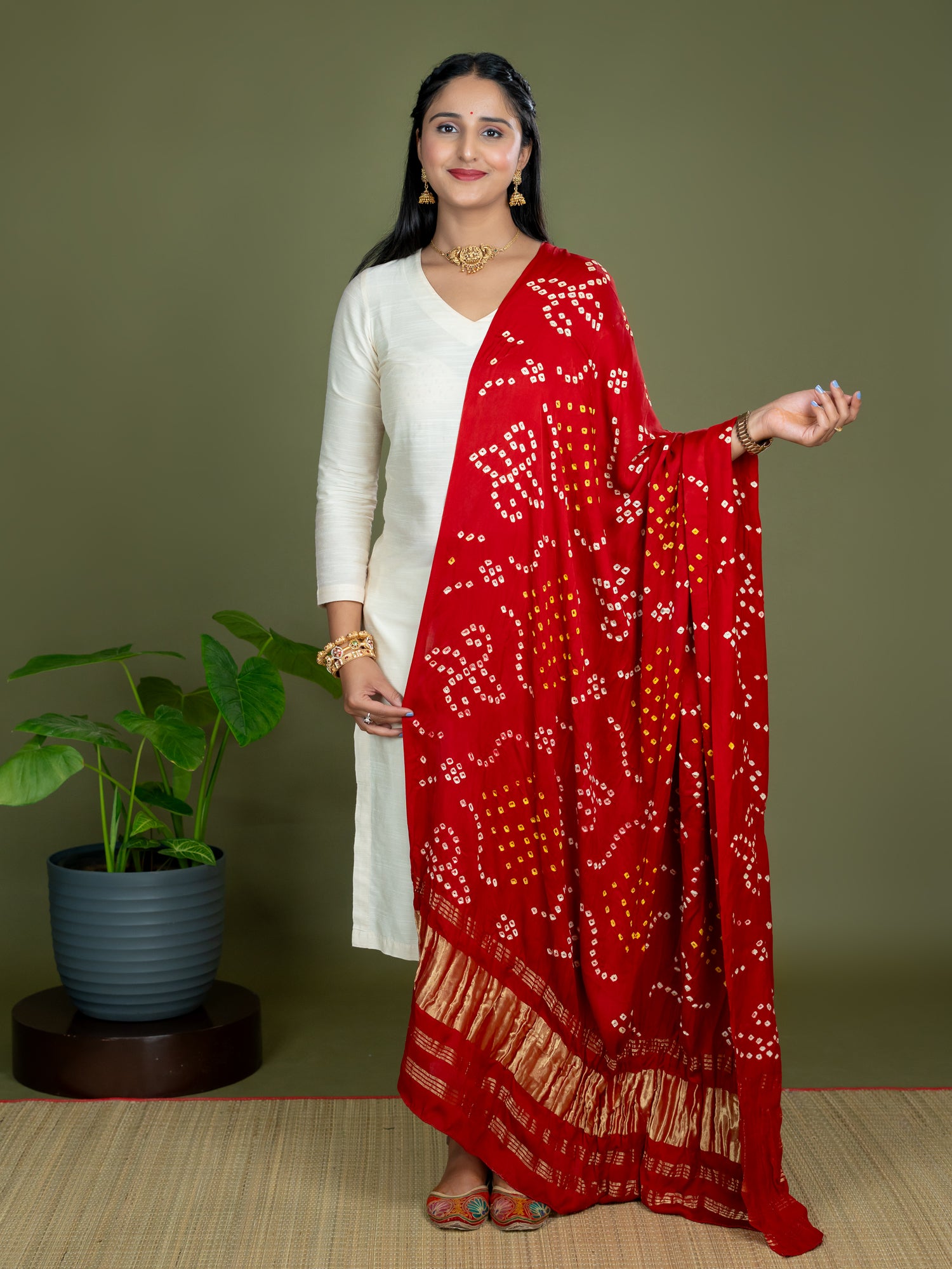 Chandrika Red Bandhini Dupatta