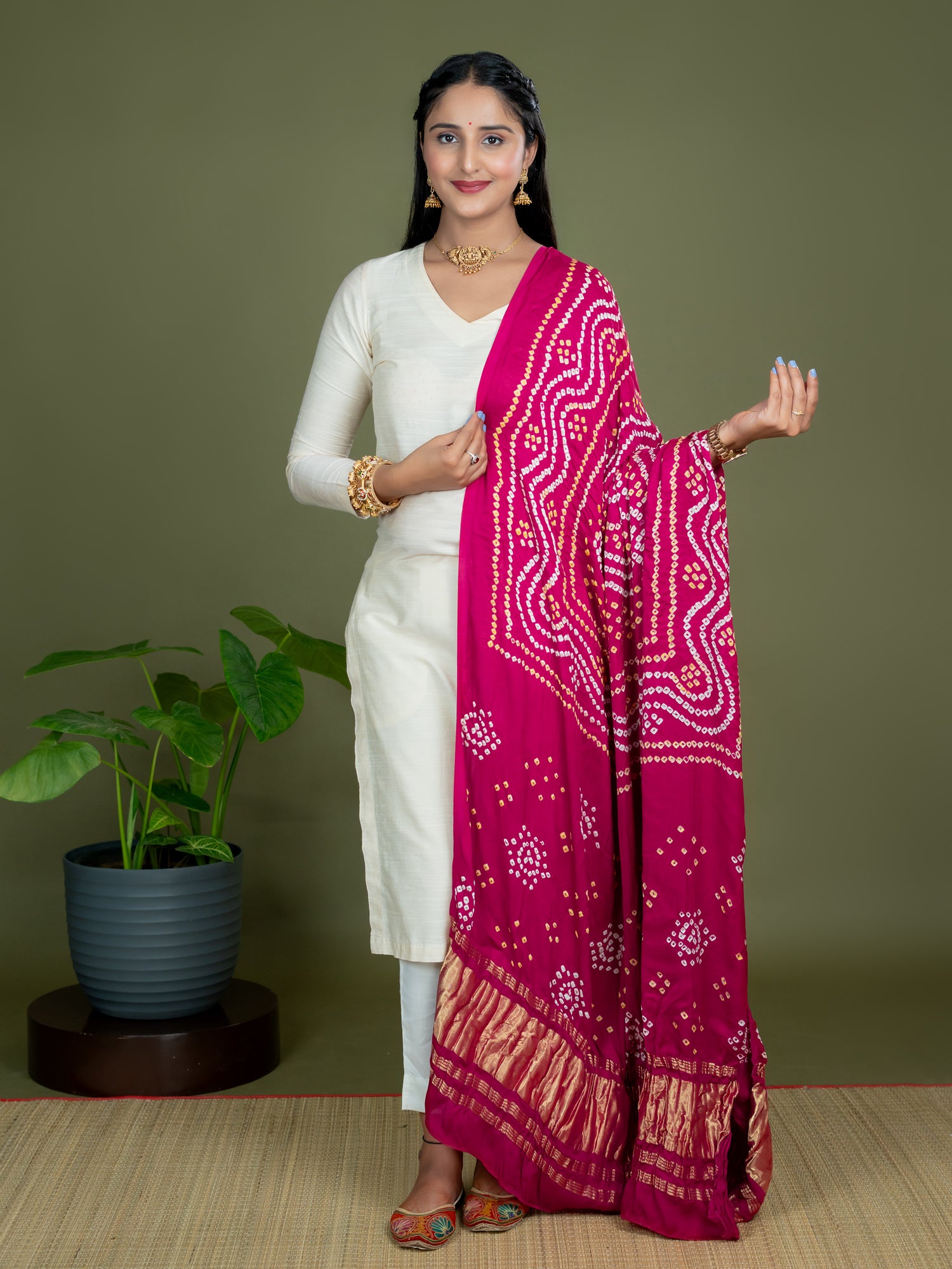 Chandrika Fuchsia Bandhini Dupatta