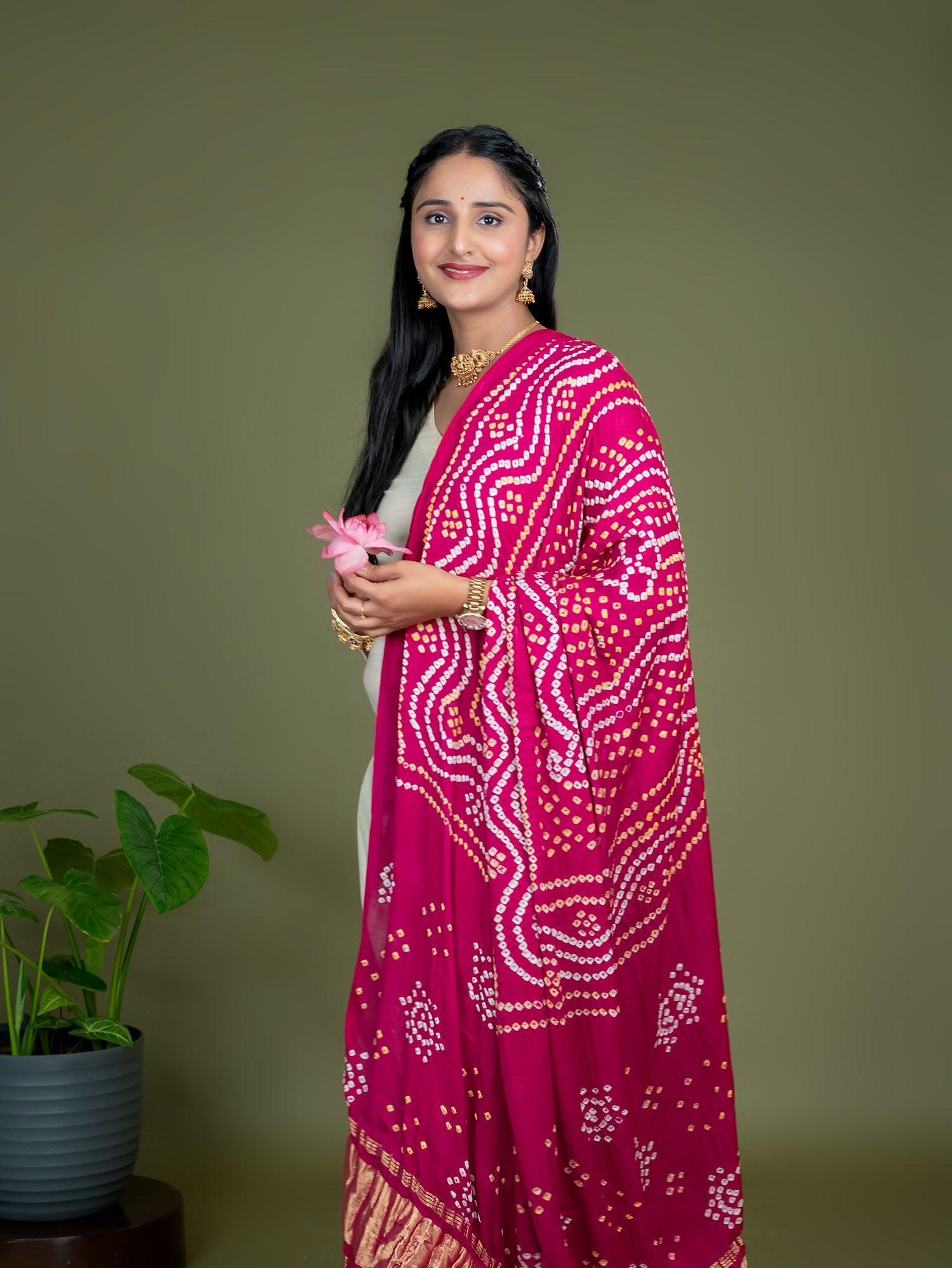 Chandrika Fuchsia Bandhini Dupatta