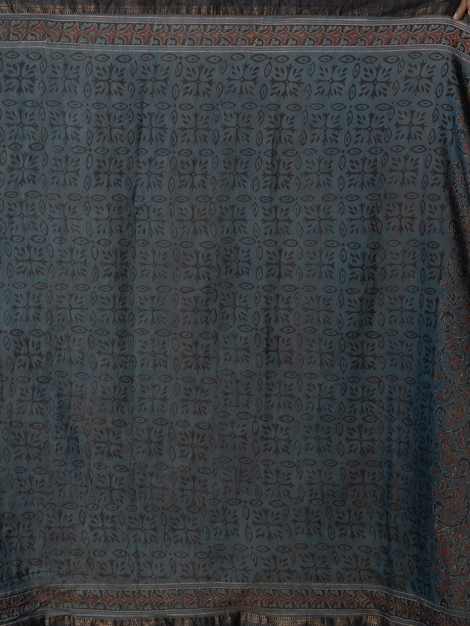 Aranya Indigo Ajrakh Saree