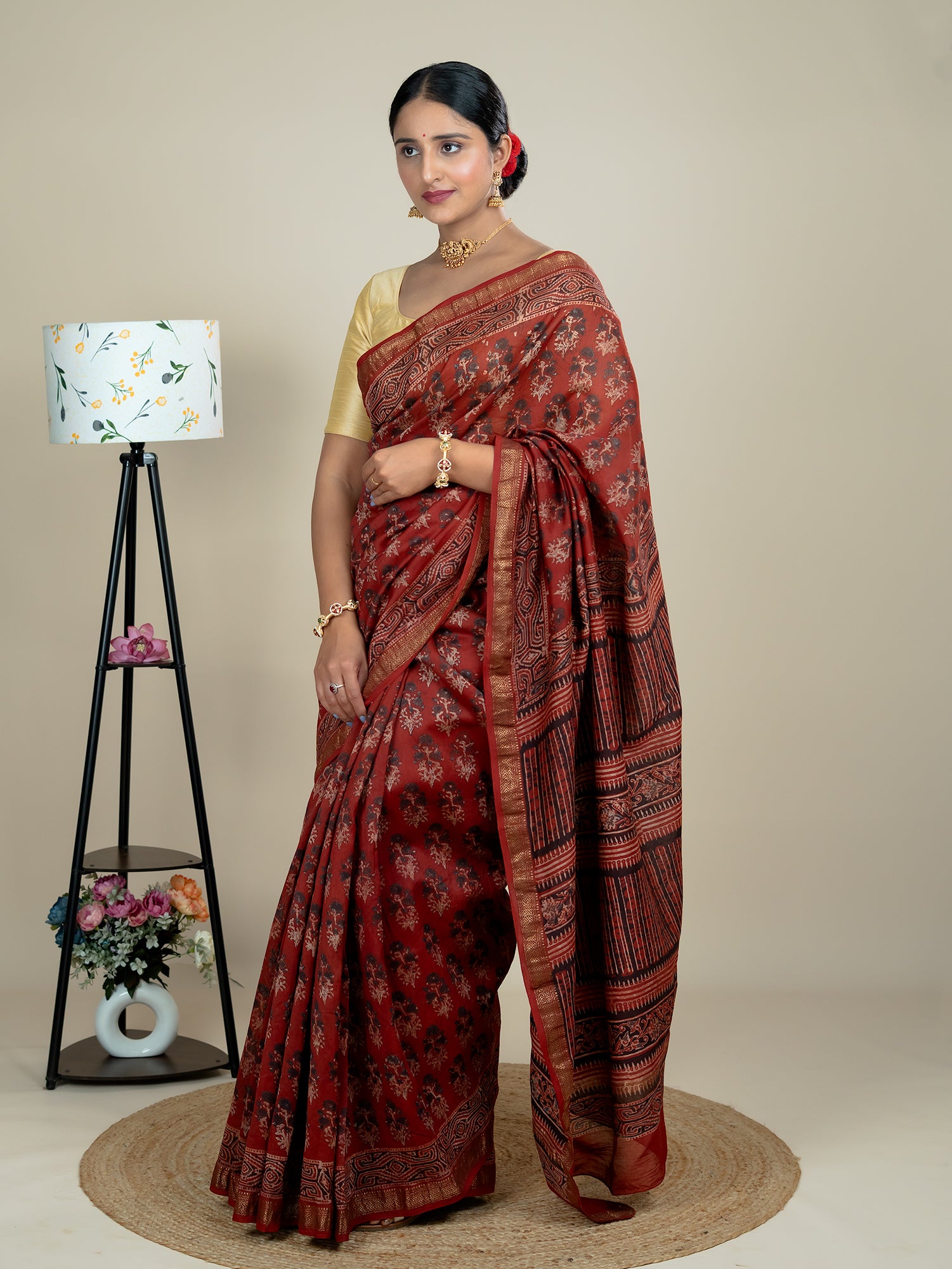 Vasanta Red Ajrakh Saree