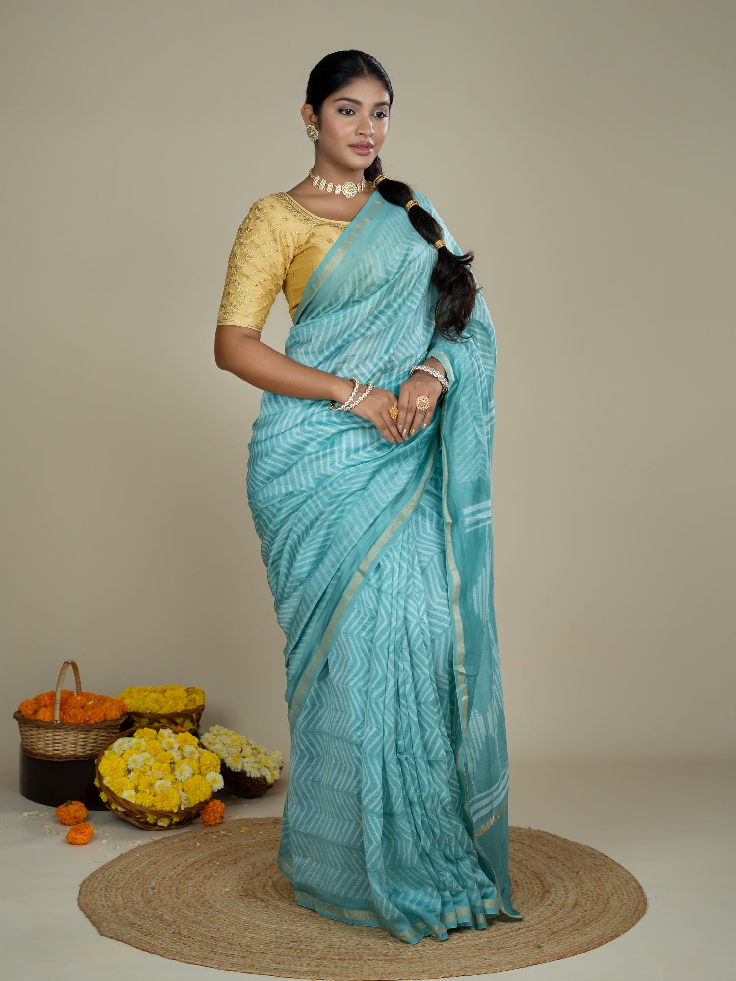 Shrija Blue Shibori Saree